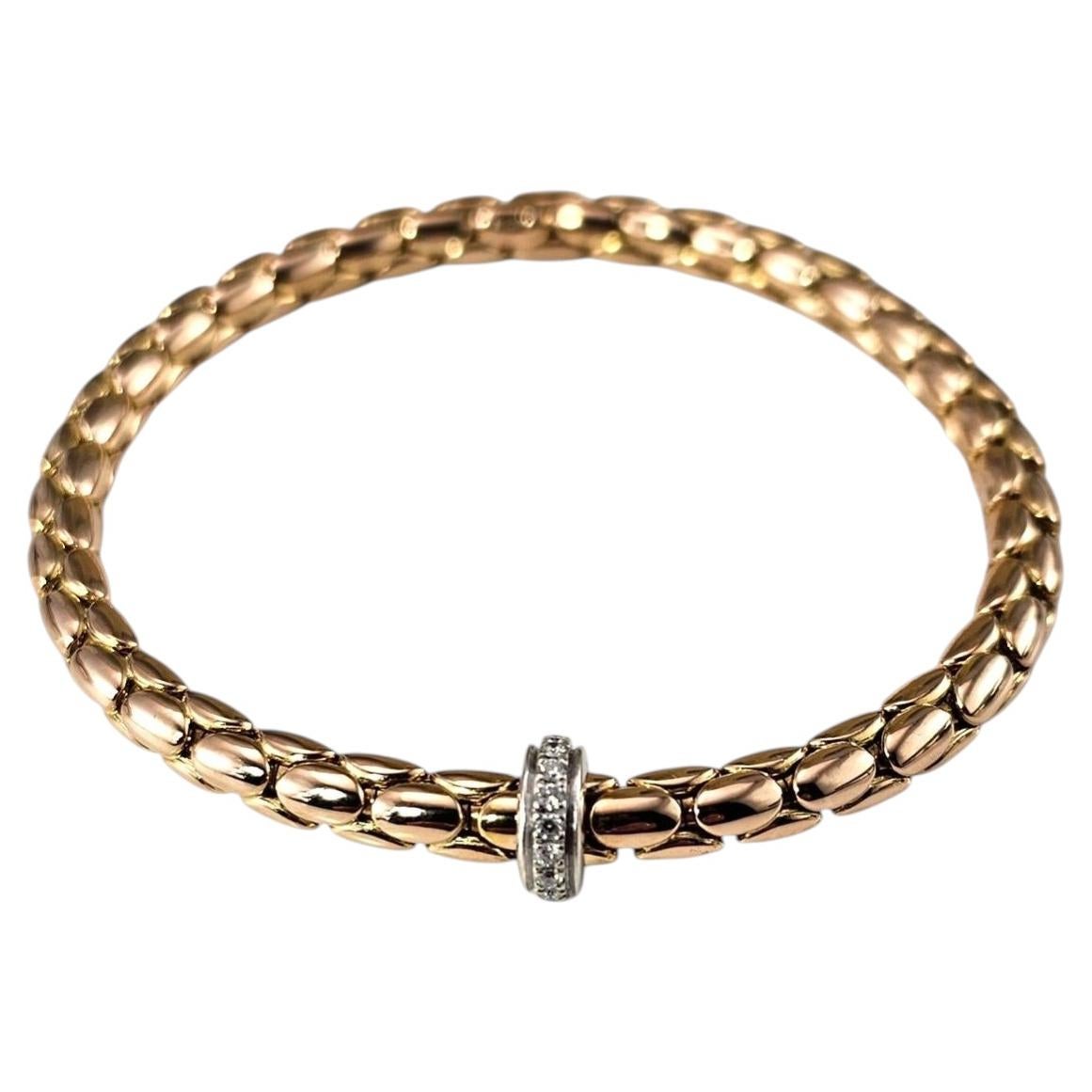 Pre-owned Chimento 18k Rose And White Gold Diamond Stretch Spring Bracelet #25059