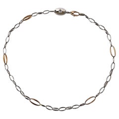 Chimento 18K Rose & Weißgold Link Halskette 16" #25070