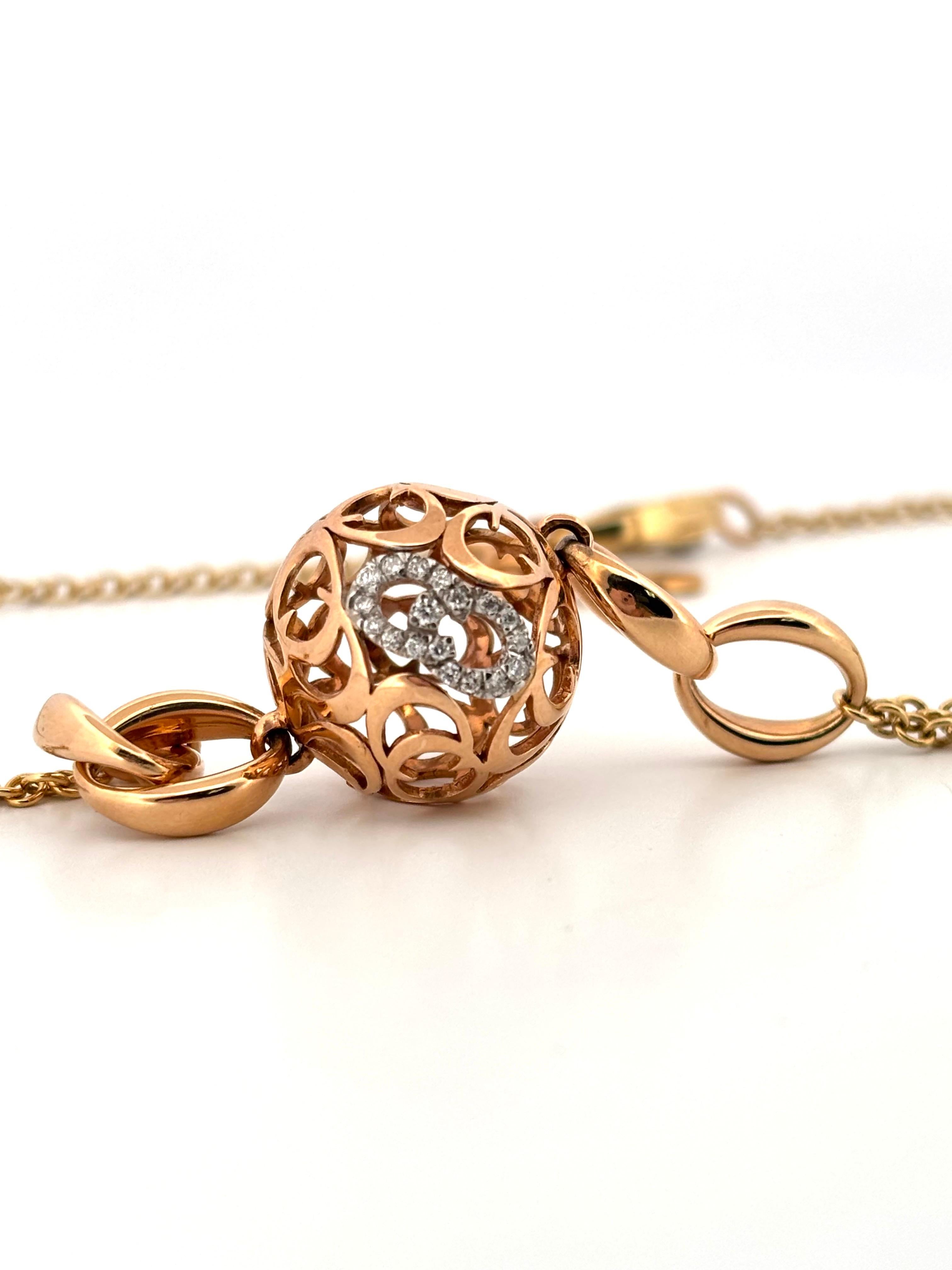 Chimento - Collier et boucles d'oreilles en or rose et jaune 18 carats avec longues chaînes à diamants Bon état - En vente à Sewickley, PA