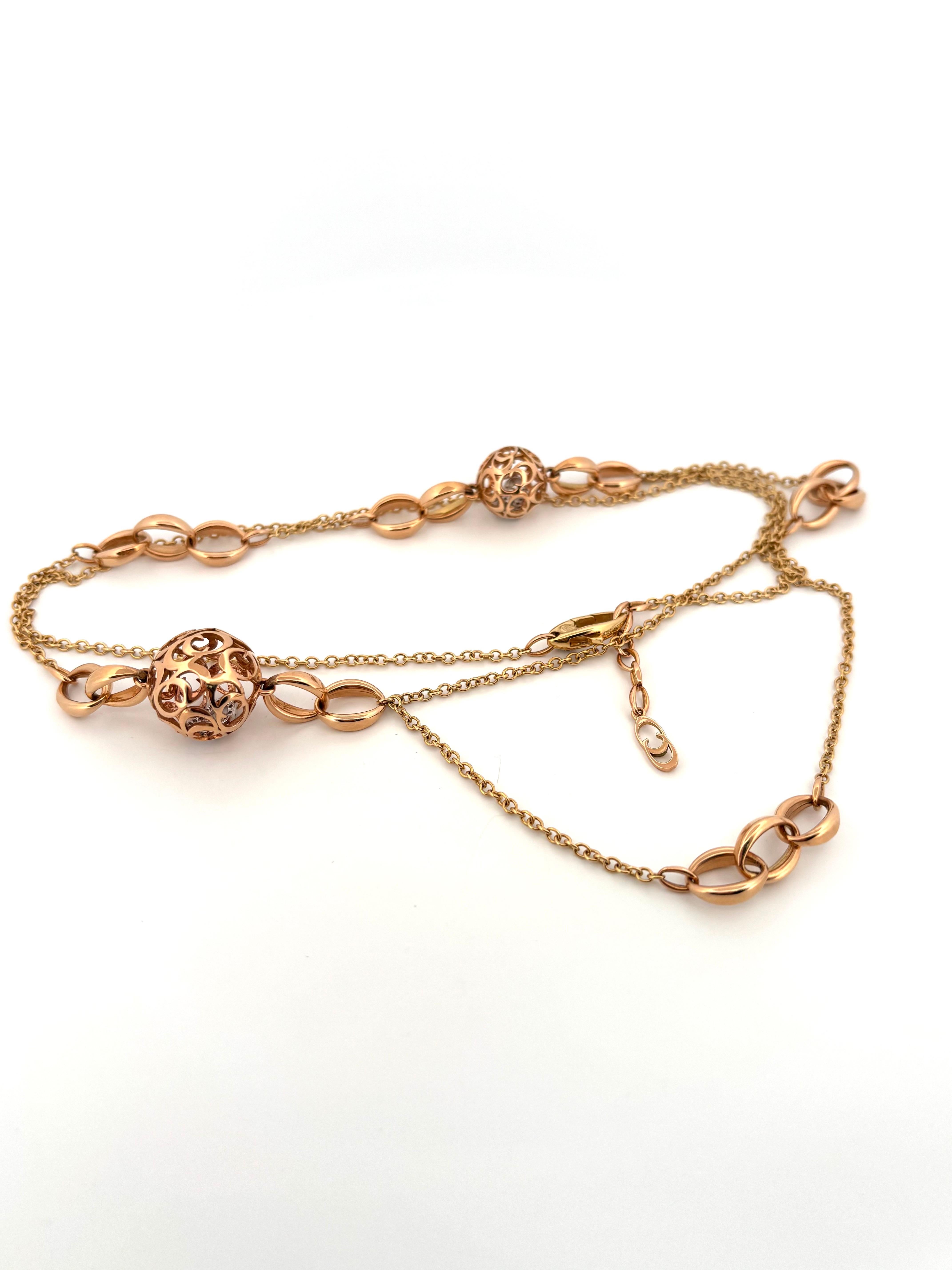 Chimento - Collier et boucles d'oreilles en or rose et jaune 18 carats avec longues chaînes à diamants Unisexe en vente