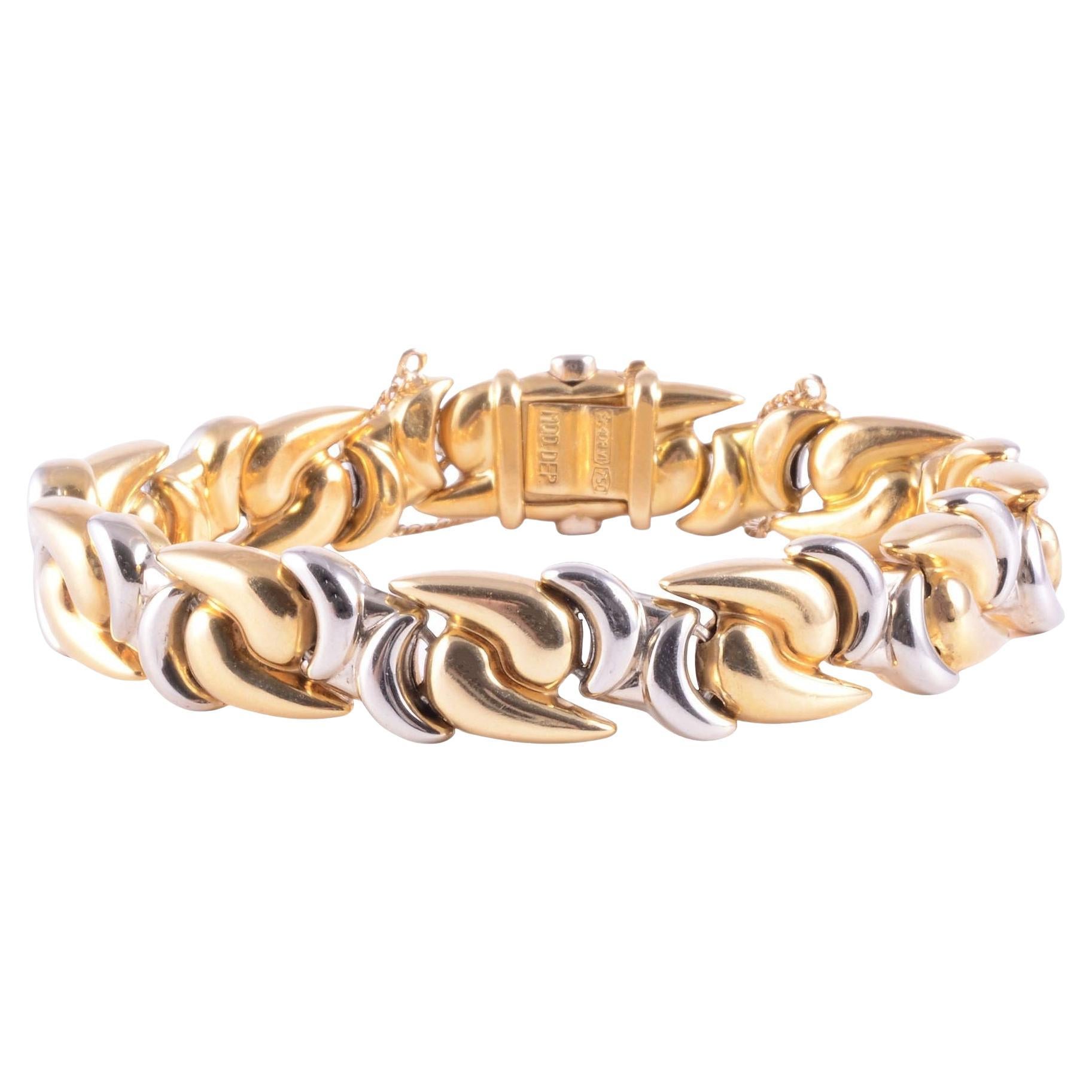 Buccellati 18K Gold Two-tone Braided Wide Link Bracelet For Sale at 1stDibs