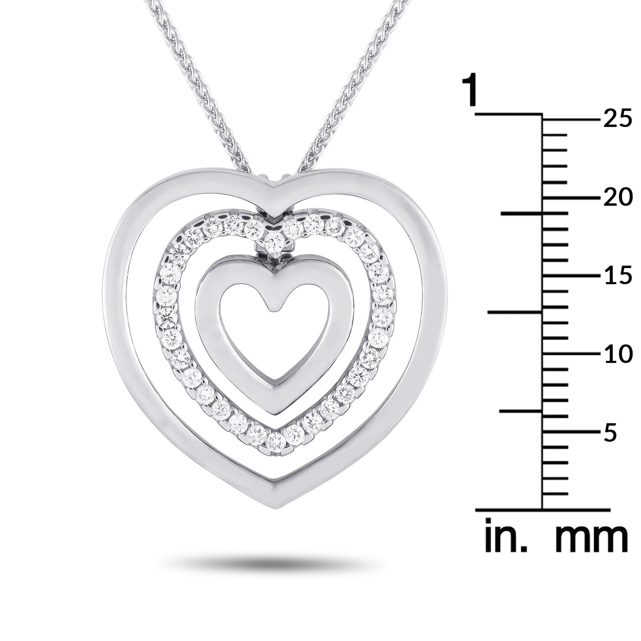 Chimento 18K White Gold 0.40ct Diamond Heart Necklace In Excellent Condition For Sale In Southampton, PA