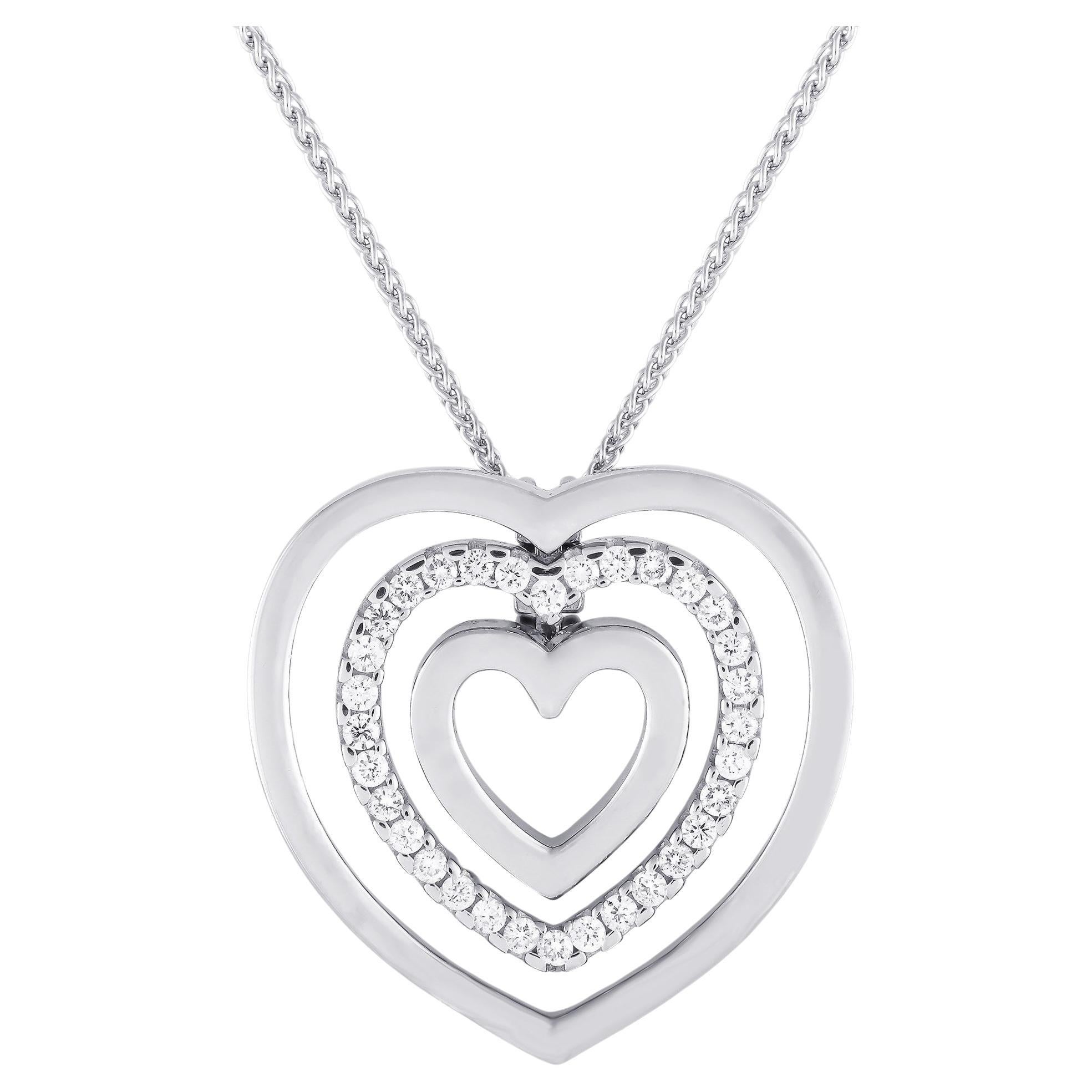 Chimento 18K White Gold 0.40ct Diamond Heart Necklace