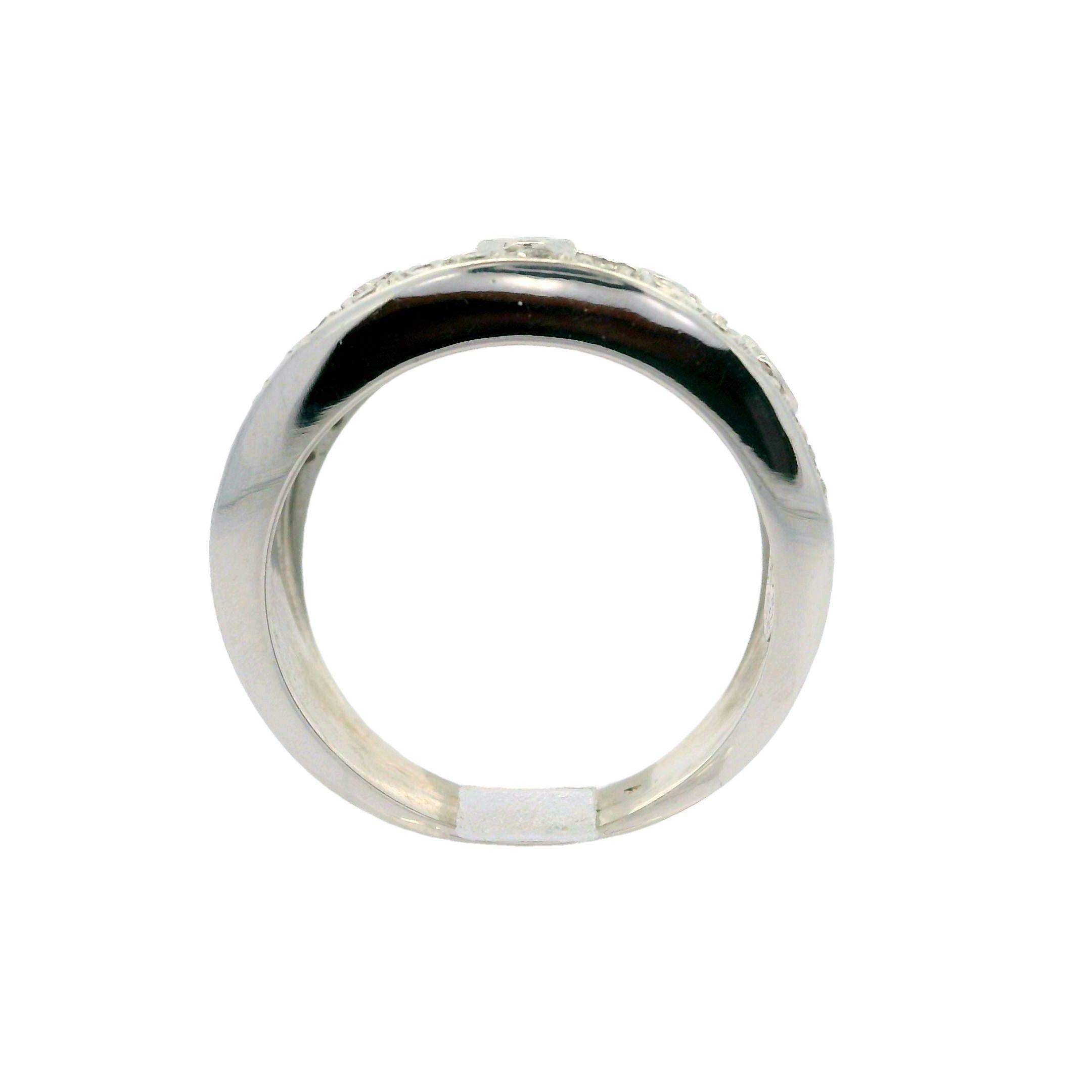 Chimento 18k White Gold 1ctw Diamond Floral 13.4mm Wide Band Ring 1