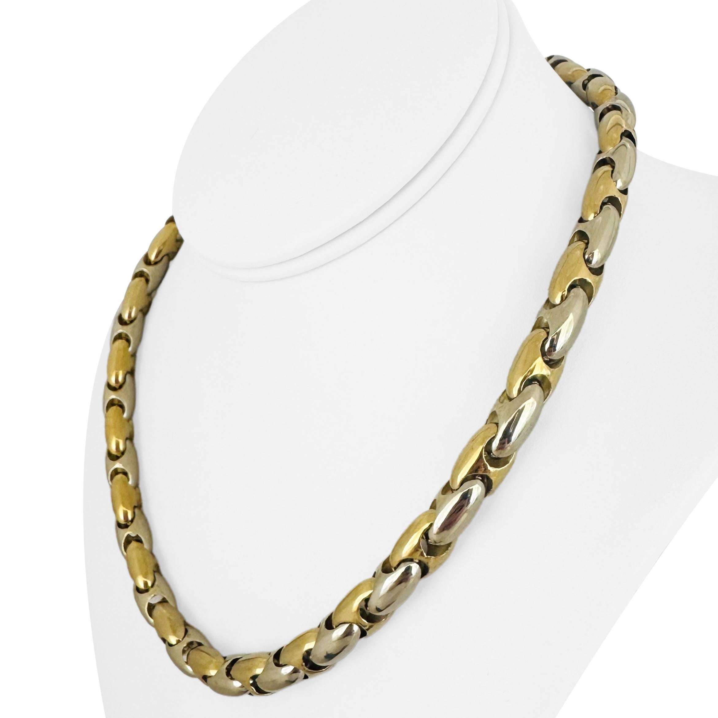 Chimento 18k Yellow and White Gold 63.3g Thick Two Tone Necklace Italy 18