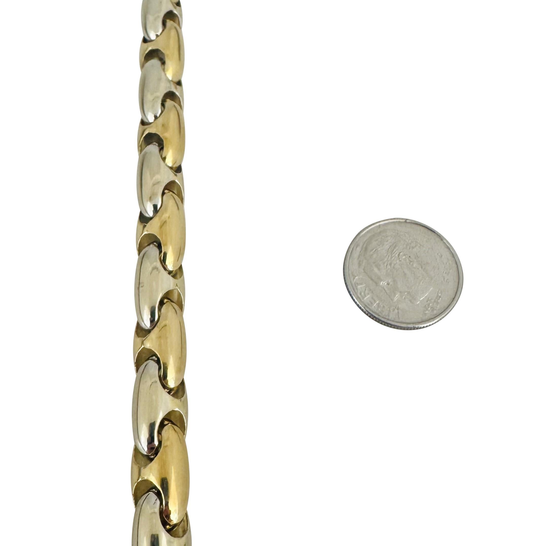 Chimento 18k Yellow and White Gold 63.3g Thick Two Tone Necklace Italy 18