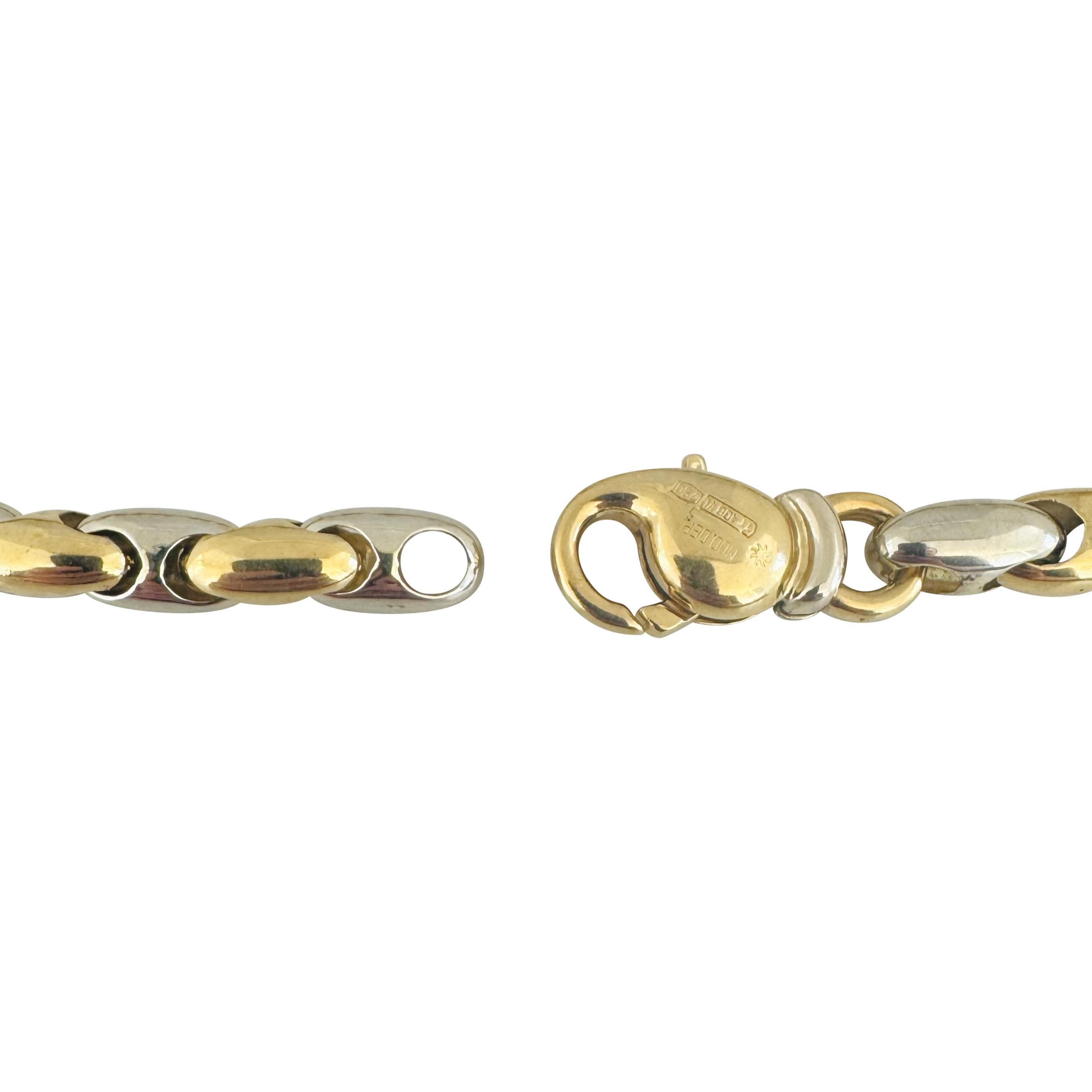 Chimento 18k Yellow and White Gold 63.3g Thick Two Tone Necklace Italy 18