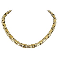 Chimento 18k Yellow and White Gold 63.3g Thick Two Tone Necklace Italy 18"