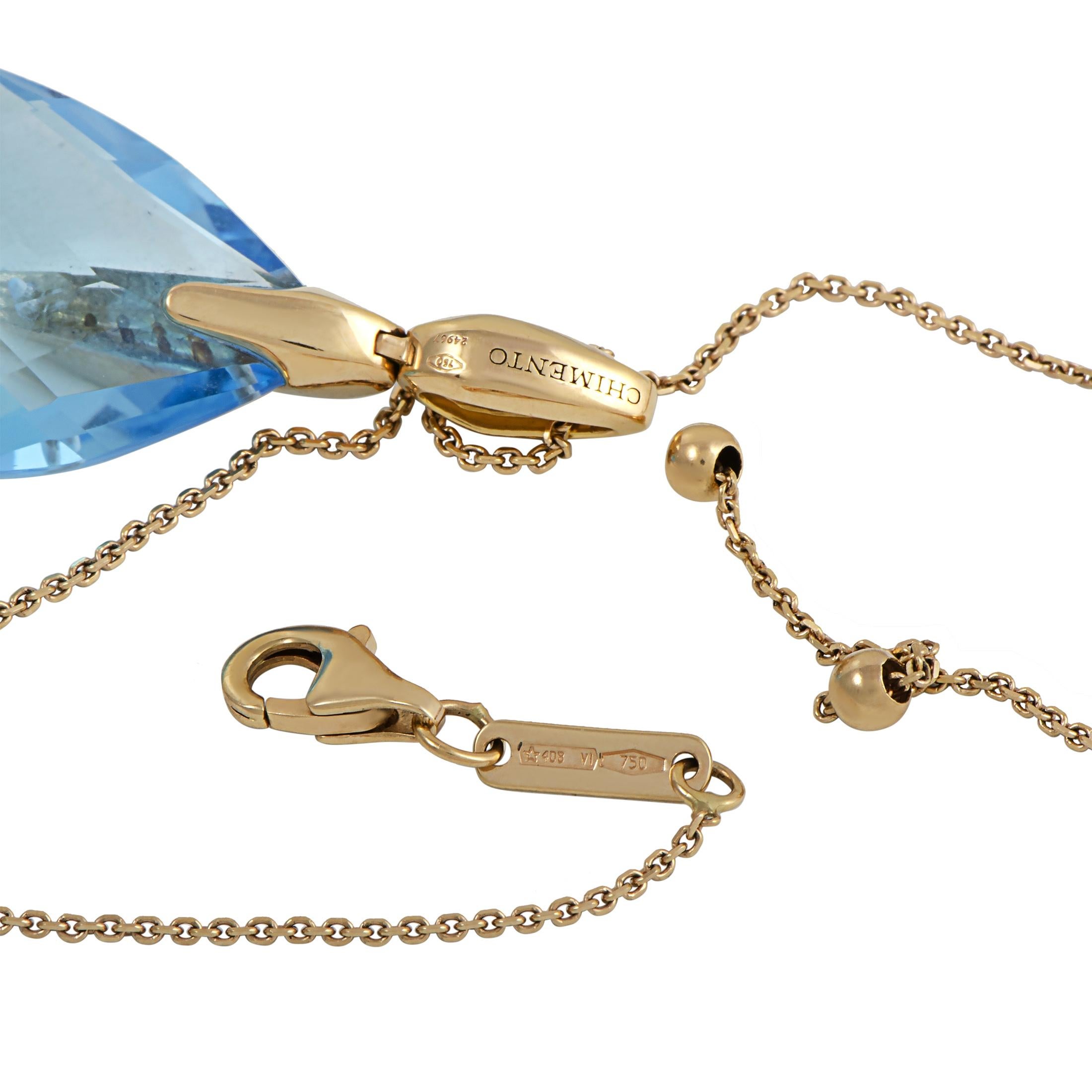 Chimento 18 Karat Yellow Gold 0.18 Carat Diamond and Topaz Pendant Necklace In New Condition In Southampton, PA