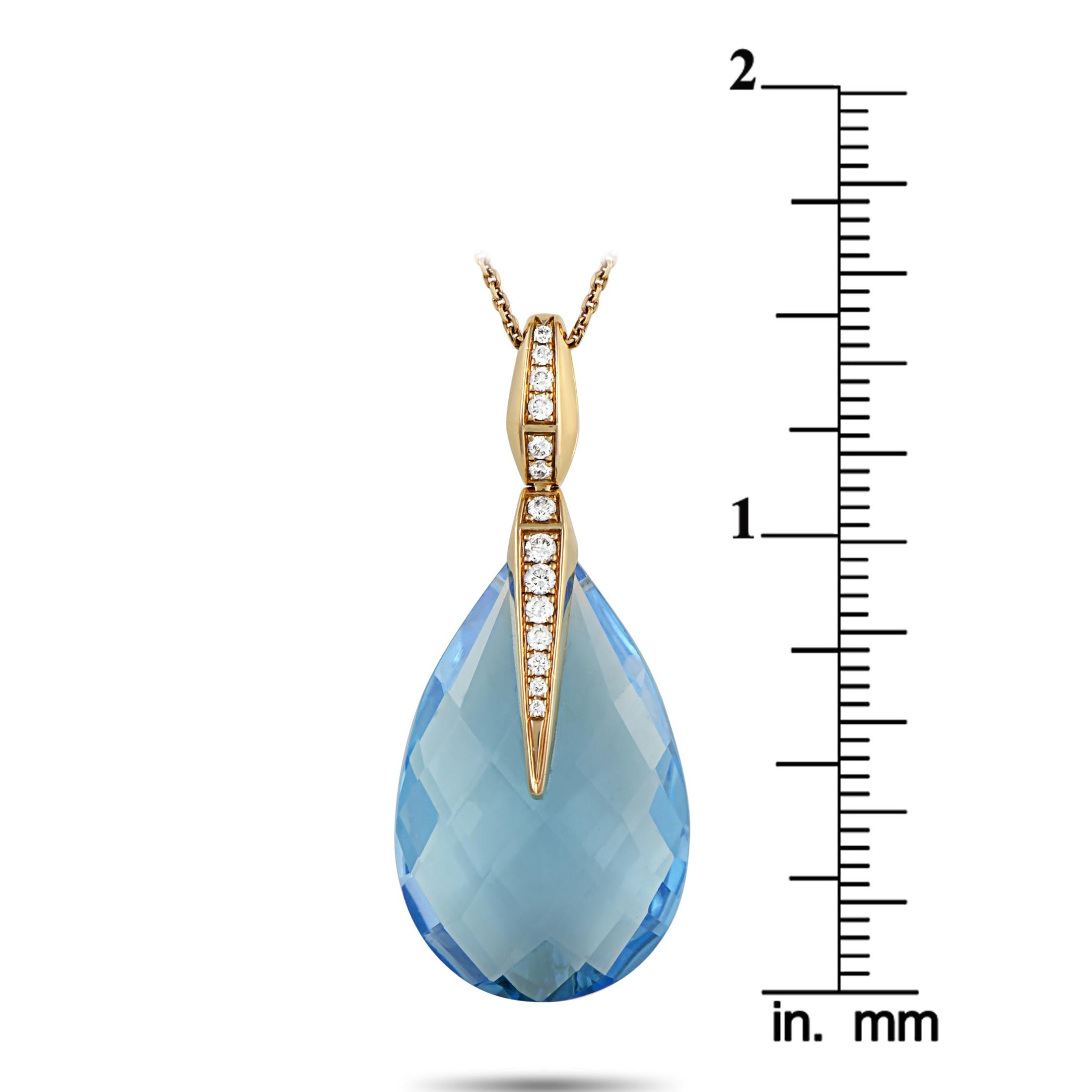 Chimento 18 Karat Yellow Gold 0.18 Carat Diamond and Topaz Pendant Necklace 1