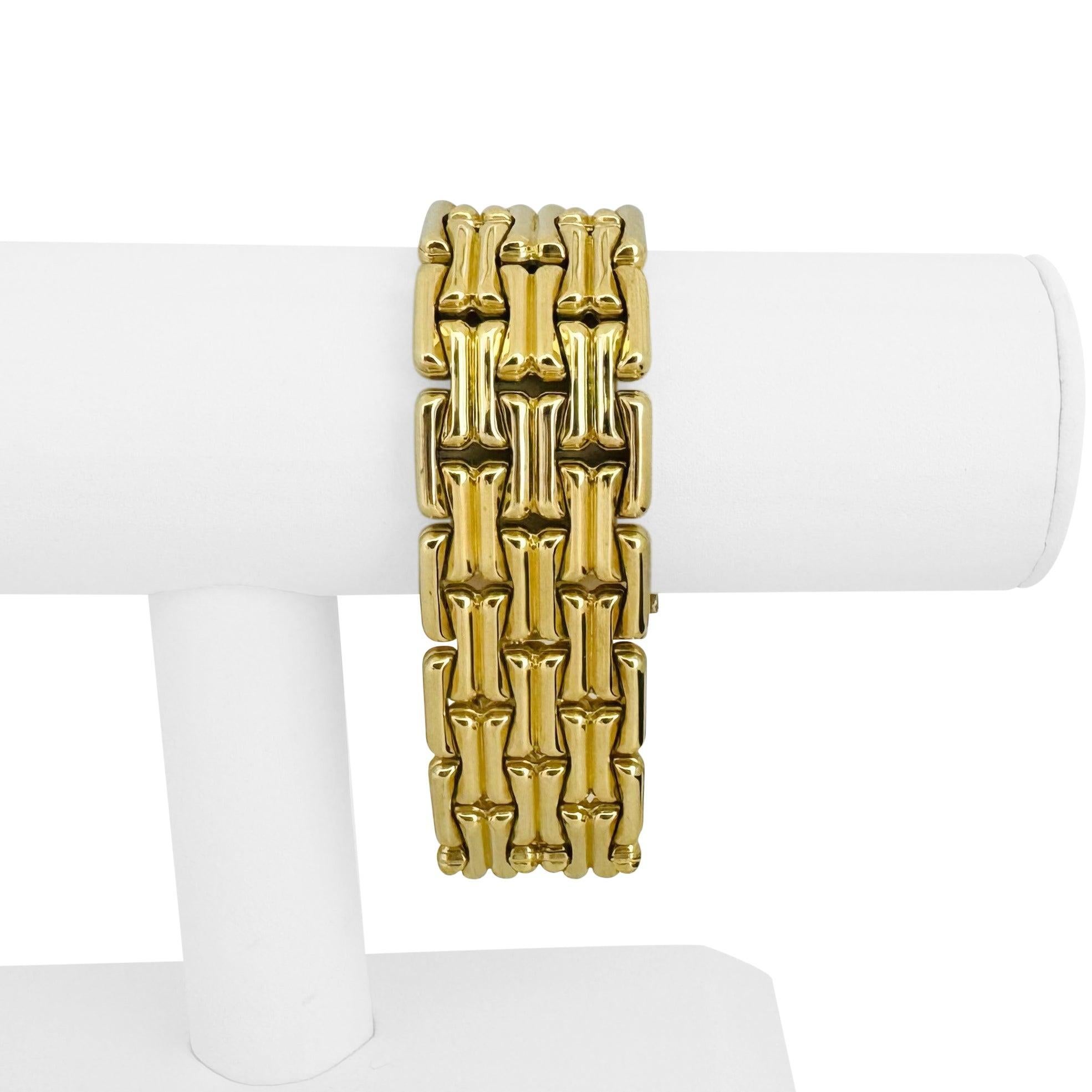Chimento 18k Gelbgold 68.9g dickes, breites, 25 mm breites, ausgefallenes Gliederarmband Italien 7,75