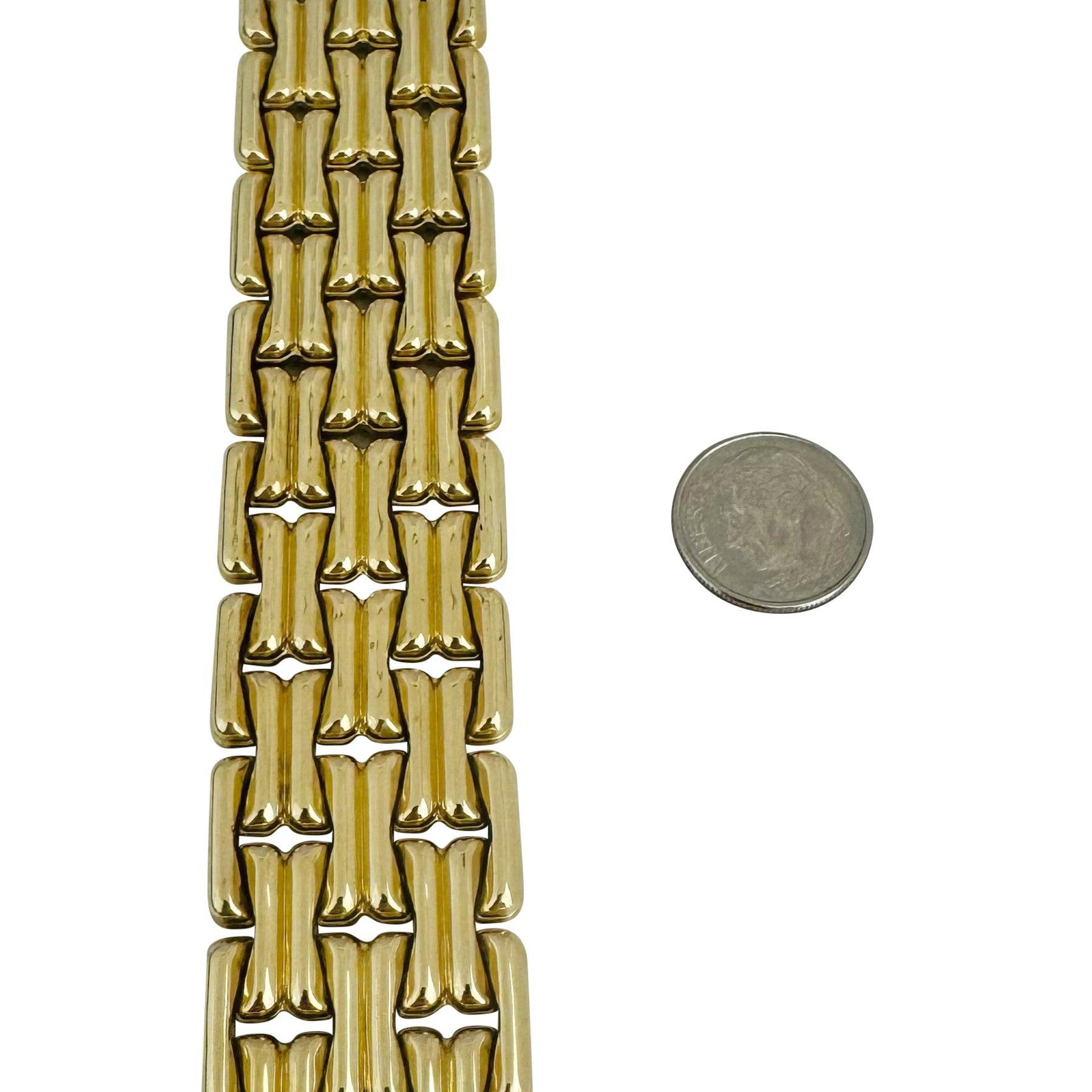 Chimento 18k Gelbgold 68.9g dickes, breites, 25 mm breites, ausgefallenes Gliederarmband Italien 7,75