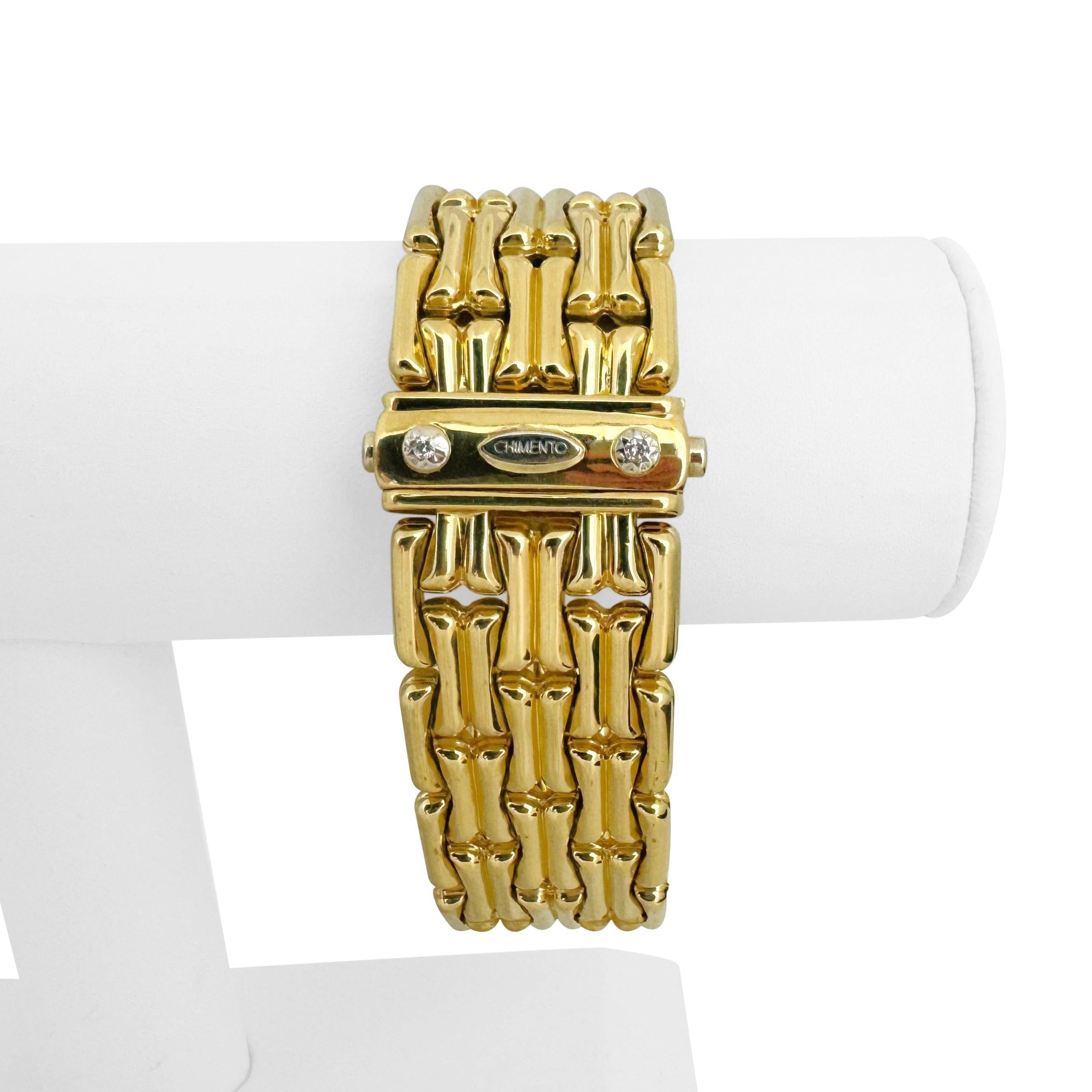 Chimento 18k Gelbgold 68.9g dickes, breites, 25 mm breites, ausgefallenes Gliederarmband Italien 7,75