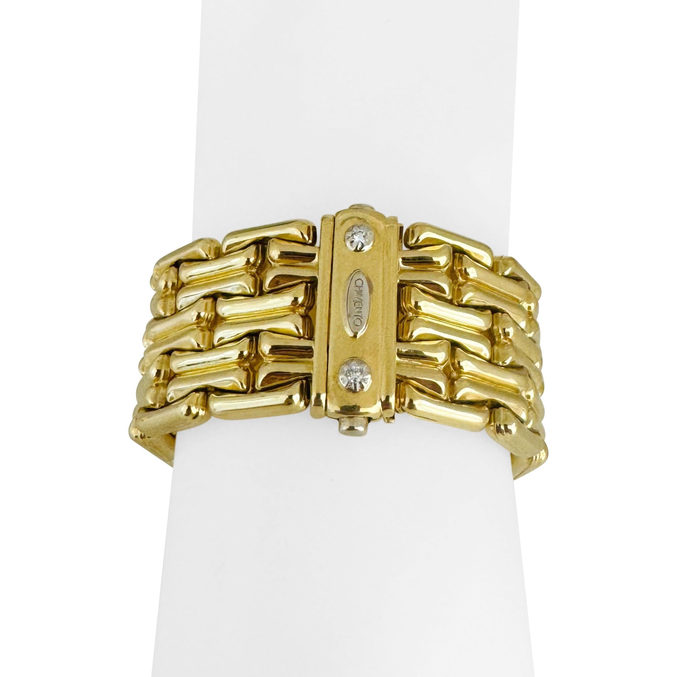 Chimento 18k Gelbgold 68.9g dickes, breites, 25 mm breites, ausgefallenes Gliederarmband Italien 7,75