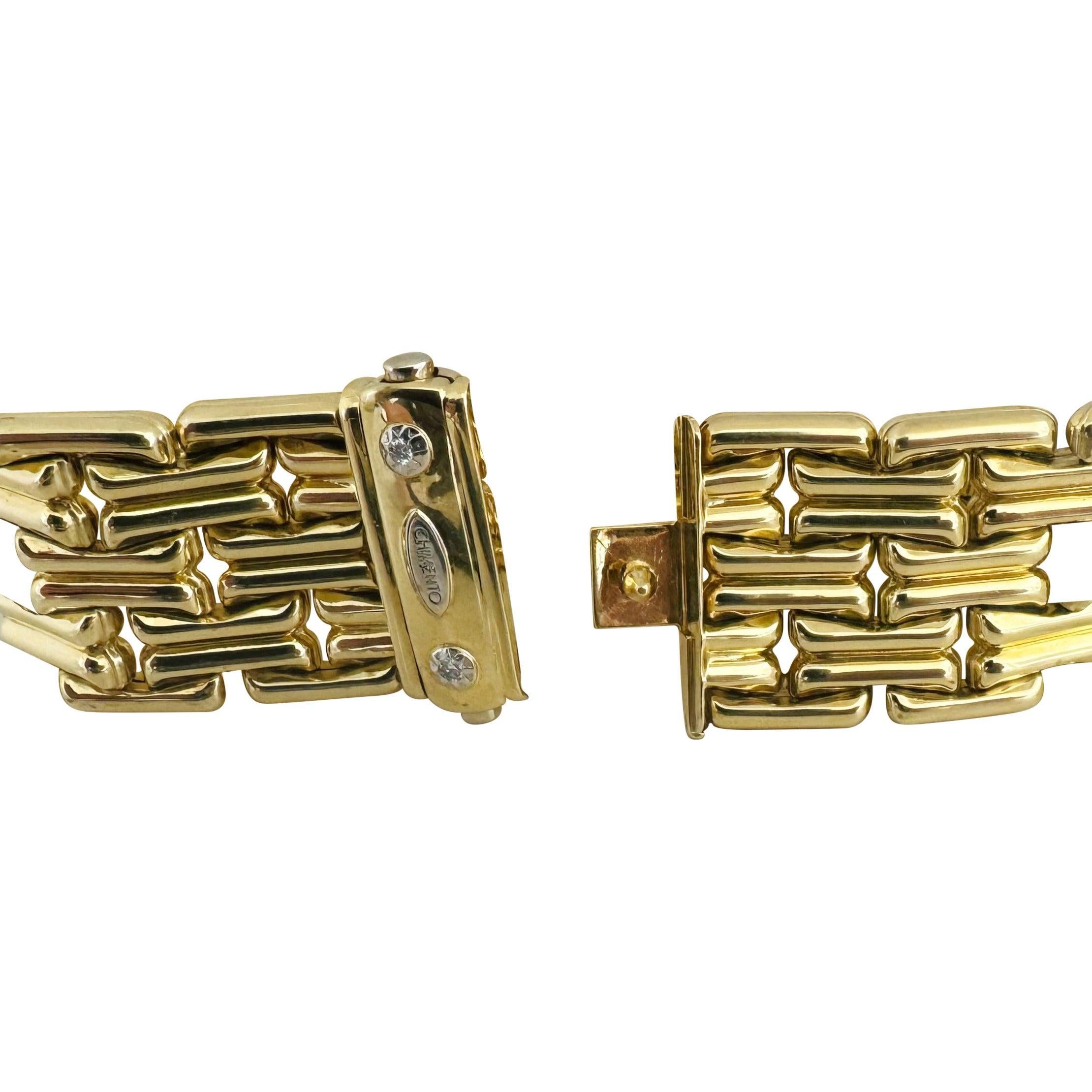 Chimento 18k Gelbgold 68.9g dickes, breites, 25 mm breites, ausgefallenes Gliederarmband Italien 7,75
