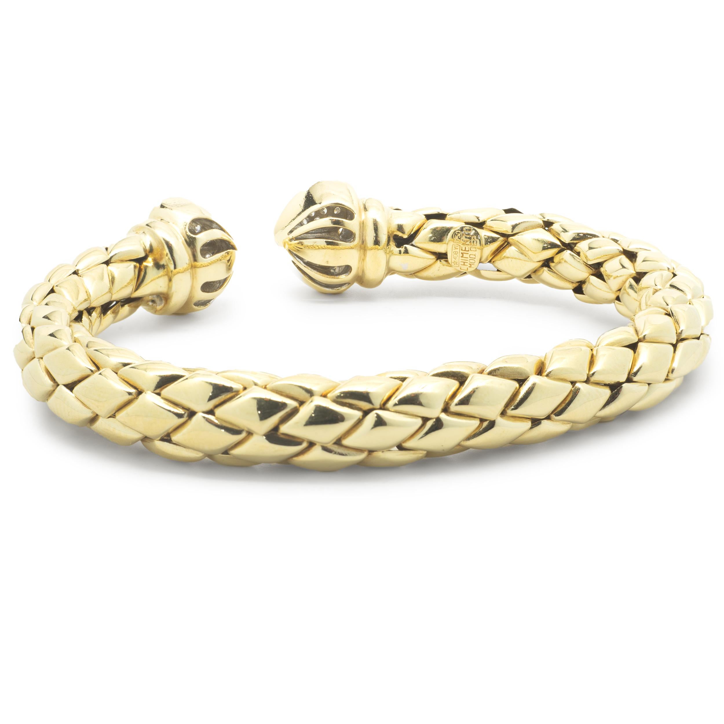 Designer: Chimento
Material: 18k yellow gold 
Diamond: 44 round brilliant = .50cttw
Color: G
Clarity: VS
Dimensions: bracelet will fit a 6 ½ -inch wrist and it is 8.52mm wide
Weight: 49.68 grams
