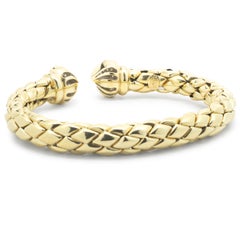 Chimento 18k Yellow Gold and Diamond Heart Bangle Bracelet