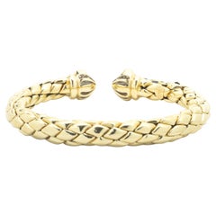 Chimento 18k Yellow Gold and Diamond Heart Bangle Bracelet