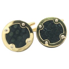 Chimento 18k Yellow Gold Black Carbon Fiber Swivel Back Cufflinks