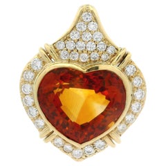 Chimento 18k Yellow Gold GIA Citrine & Diamond Heart Large Enhancer Pendant