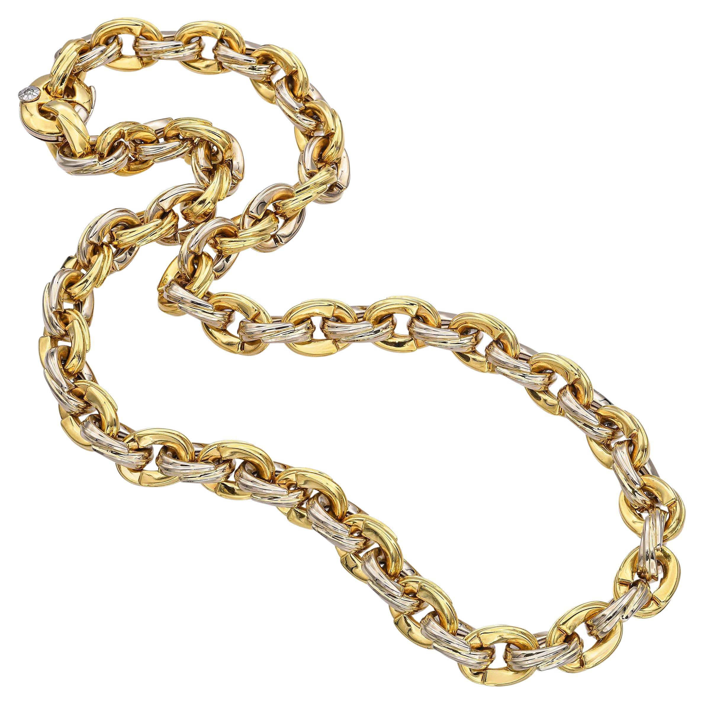 Chimento 18k Yellow Gold Hollow Link Necklace For Sale