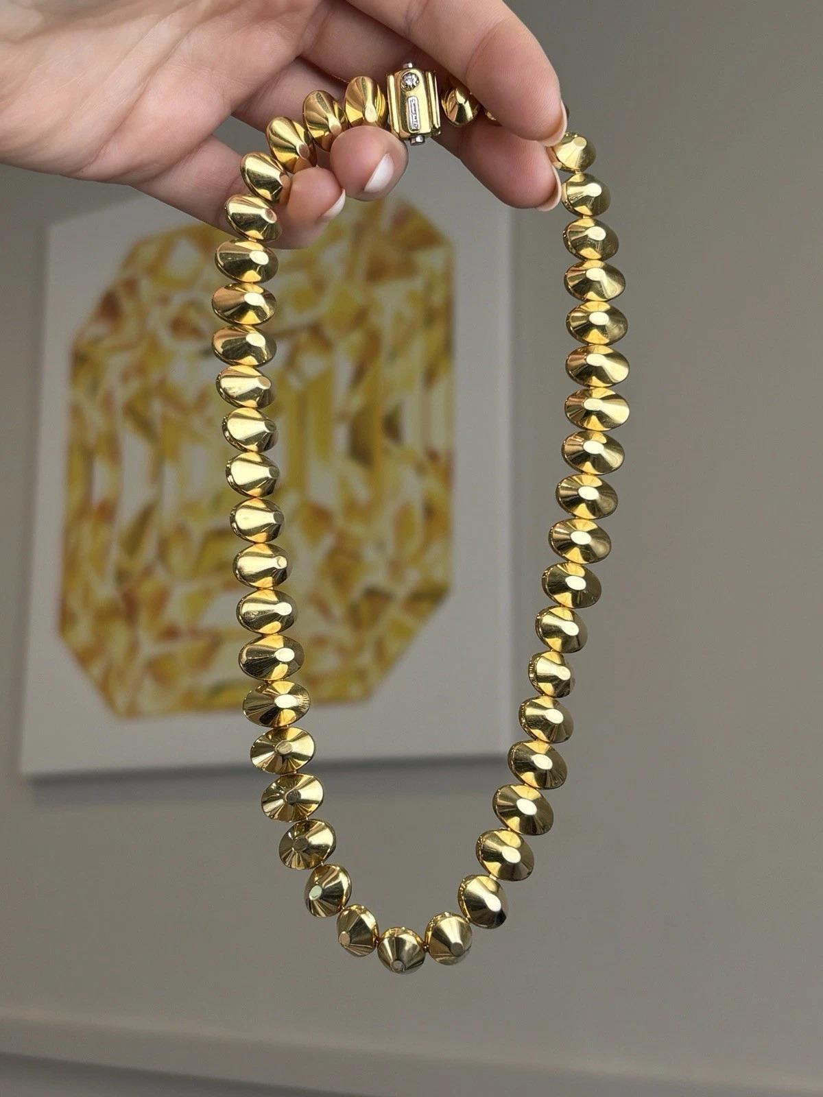 Women's Chimento 18K Yellow Gold Italy Designer Estate 58.16 Grams Oval Dome Necklace For Sale