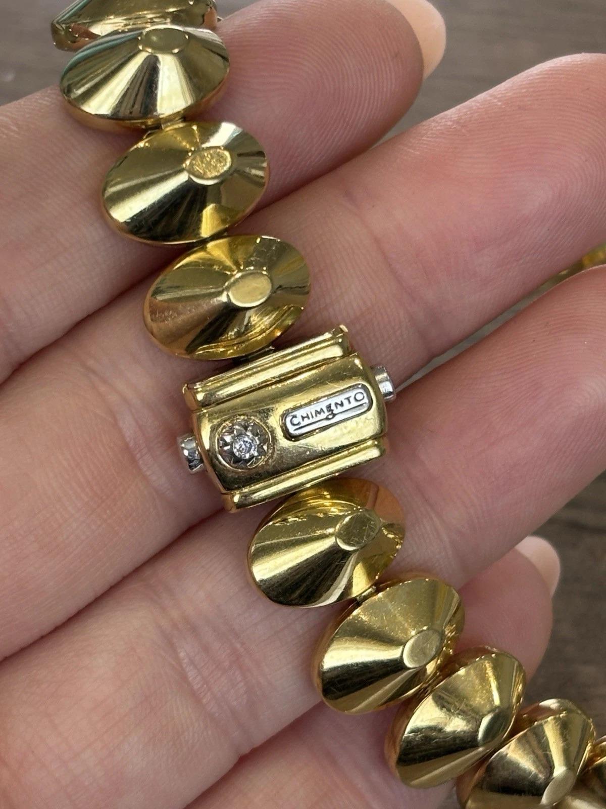 Chimento 18K Yellow Gold Italy Designer Estate 58.16 Grams Oval Dome Necklace For Sale 1