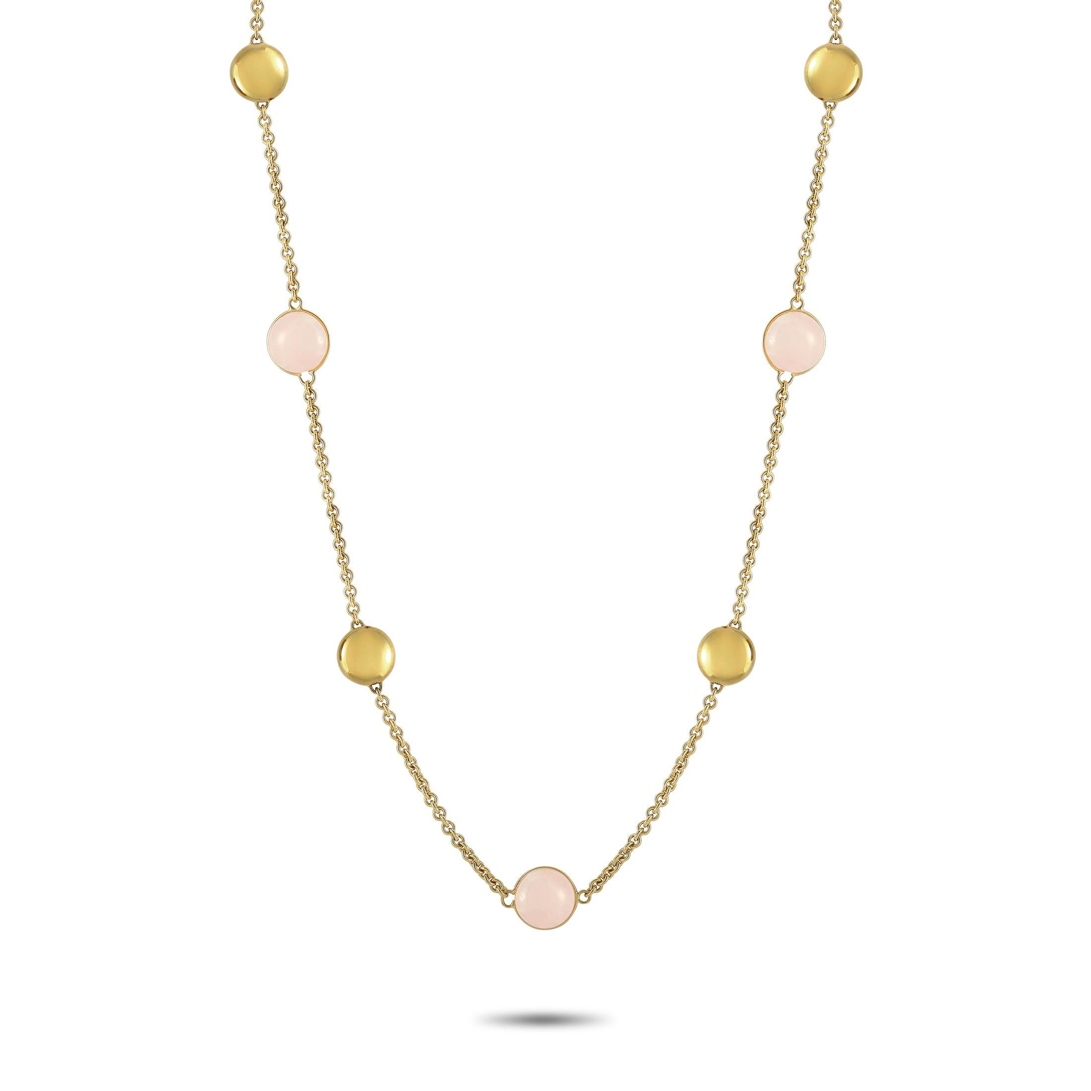 Mixed Cut Chimento 18 Karat Yellow Gold Rose Quartz Necklace
