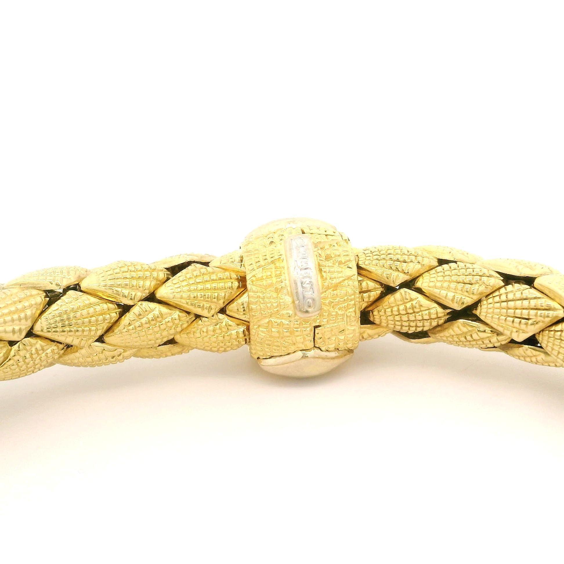Chimento Baracelet à maillons tubes en or jaune 18 carats texturé de style tissage imbriqué Pour femmes en vente