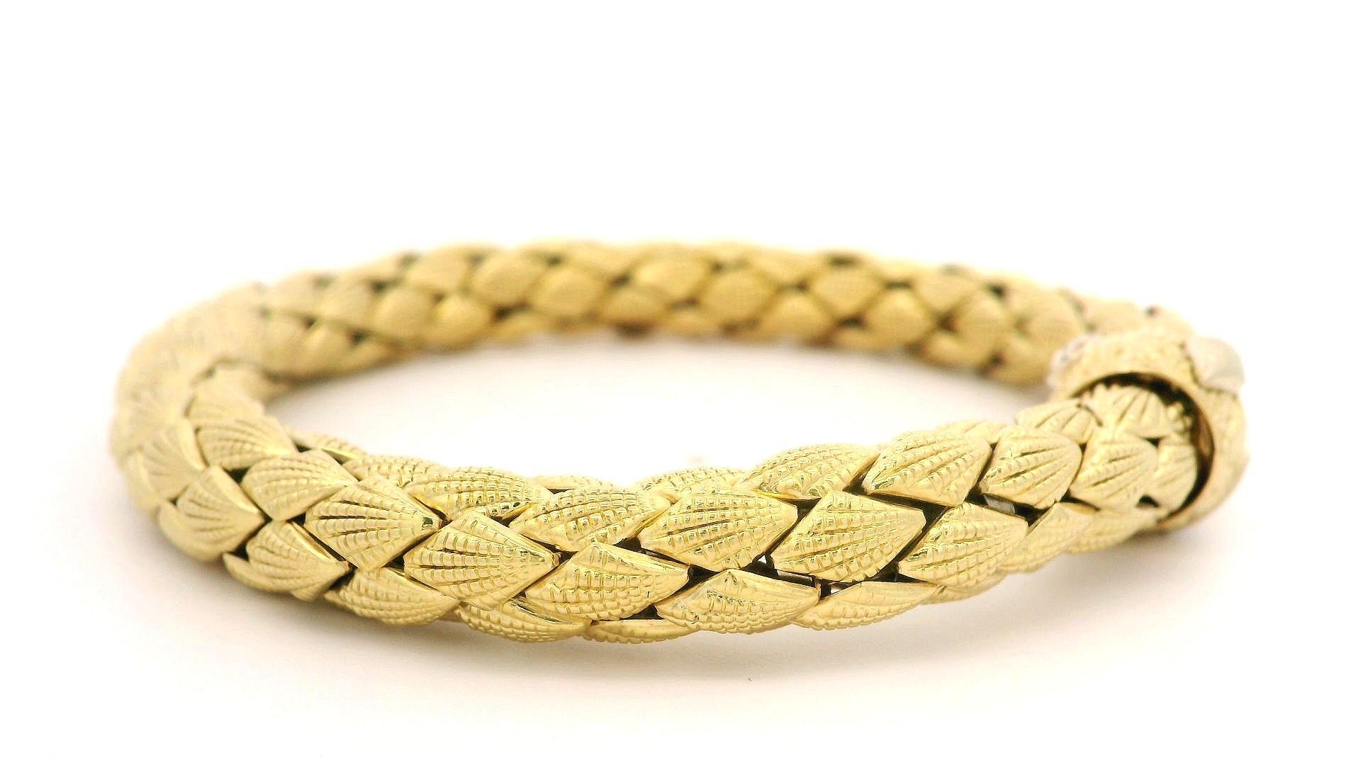 Chimento Baracelet à maillons tubes en or jaune 18 carats texturé de style tissage imbriqué en vente 4
