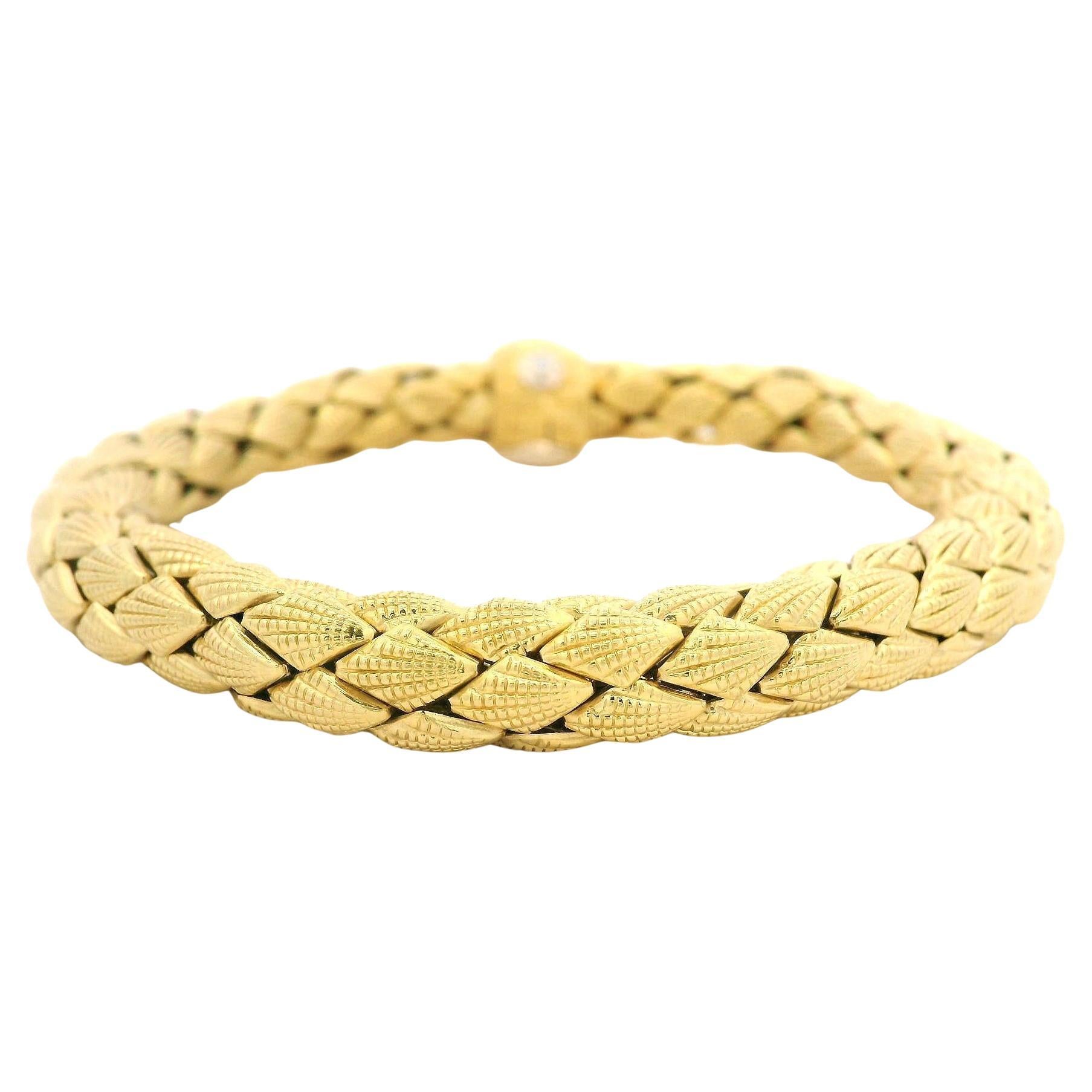 Chimento 18k Yellow Gold Textured Interlocking Weave Style Tube Link Baracelet