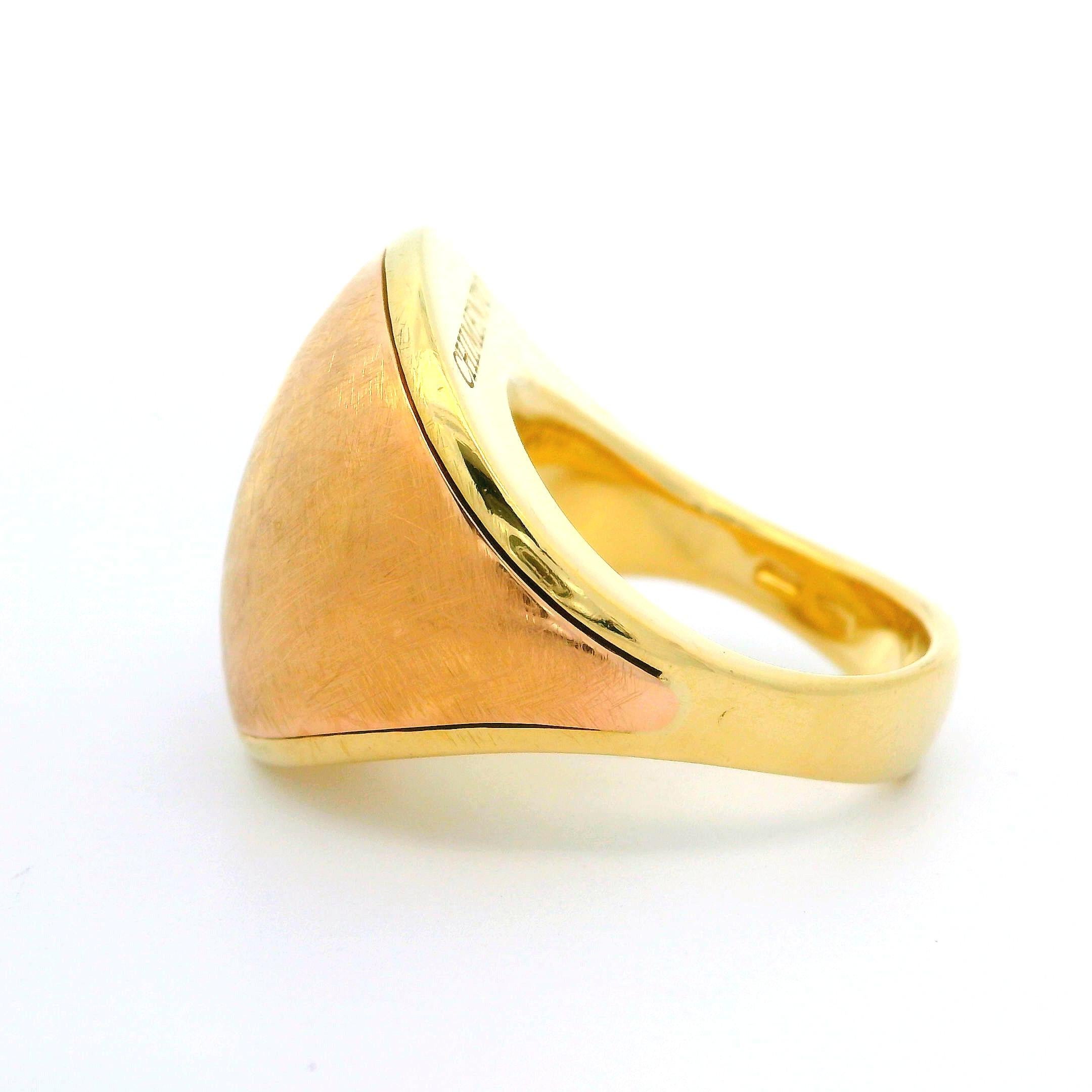 Chimento 18k Yellow & Rose Gold Textured Bombe Statement Ring In Excellent Condition For Sale In Montclair, NJ
