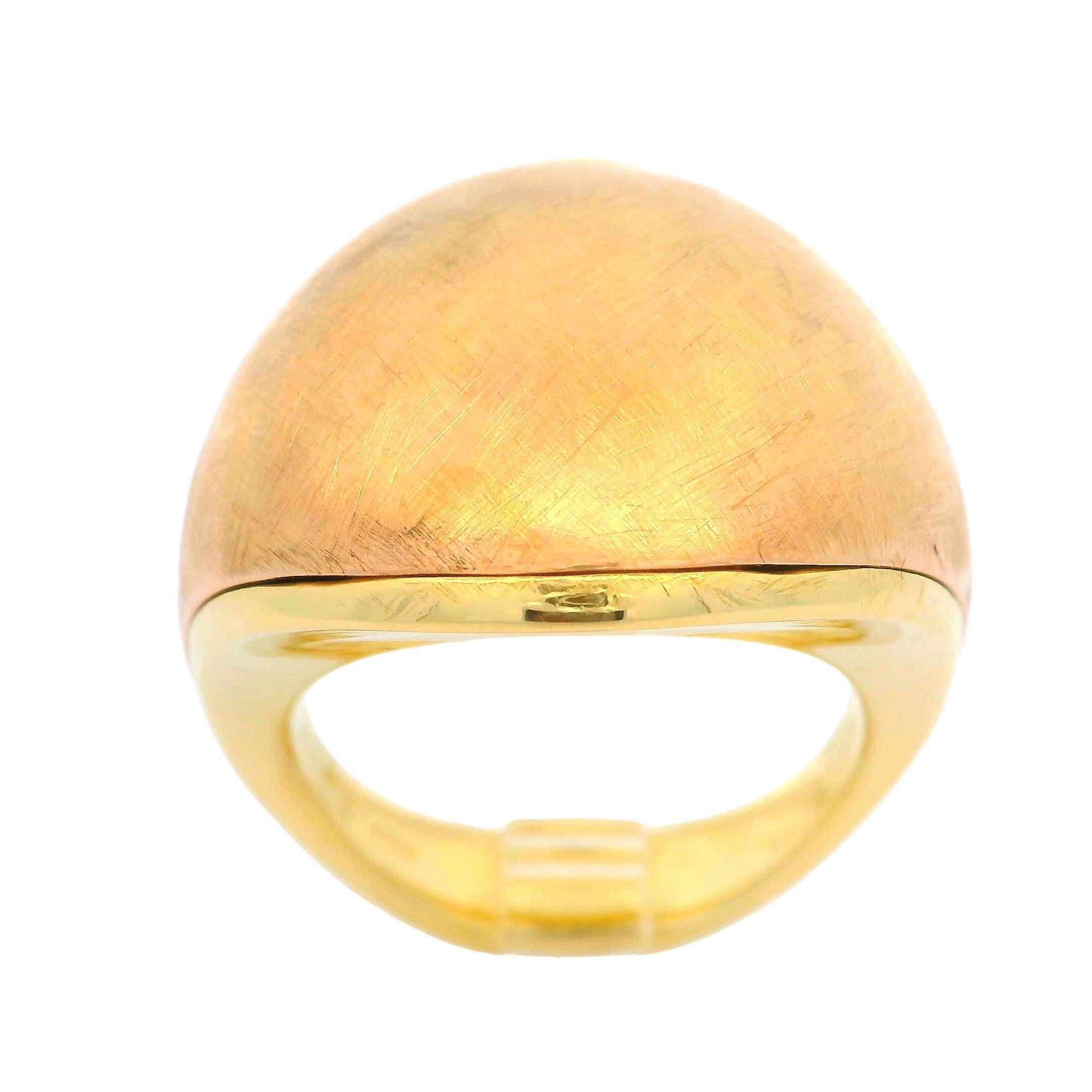 Chimento 18k Yellow & Rose Gold Textured Bombe Statement Ring For Sale 1