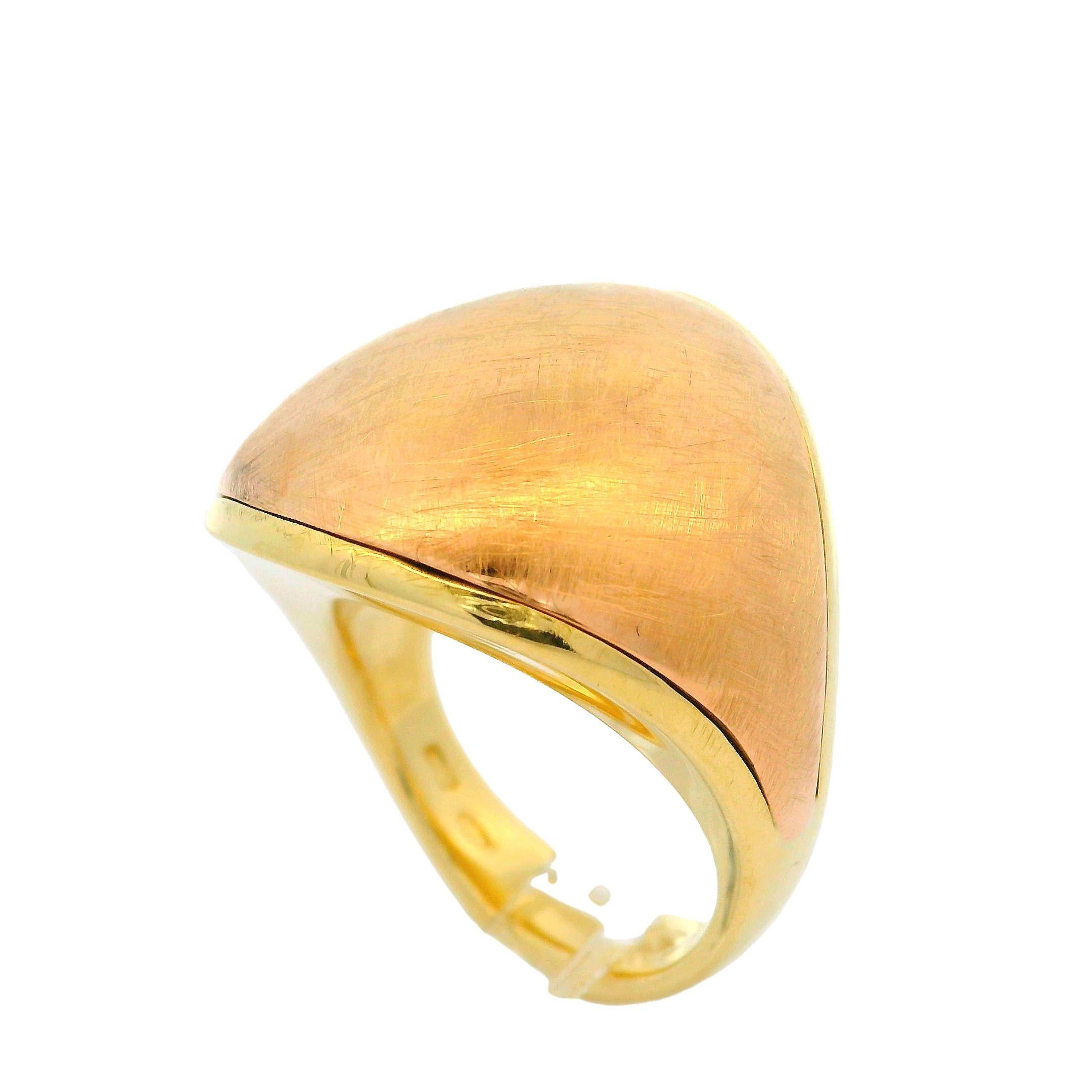 Chimento 18k Yellow & Rose Gold Textured Bombe Statement Ring For Sale 2