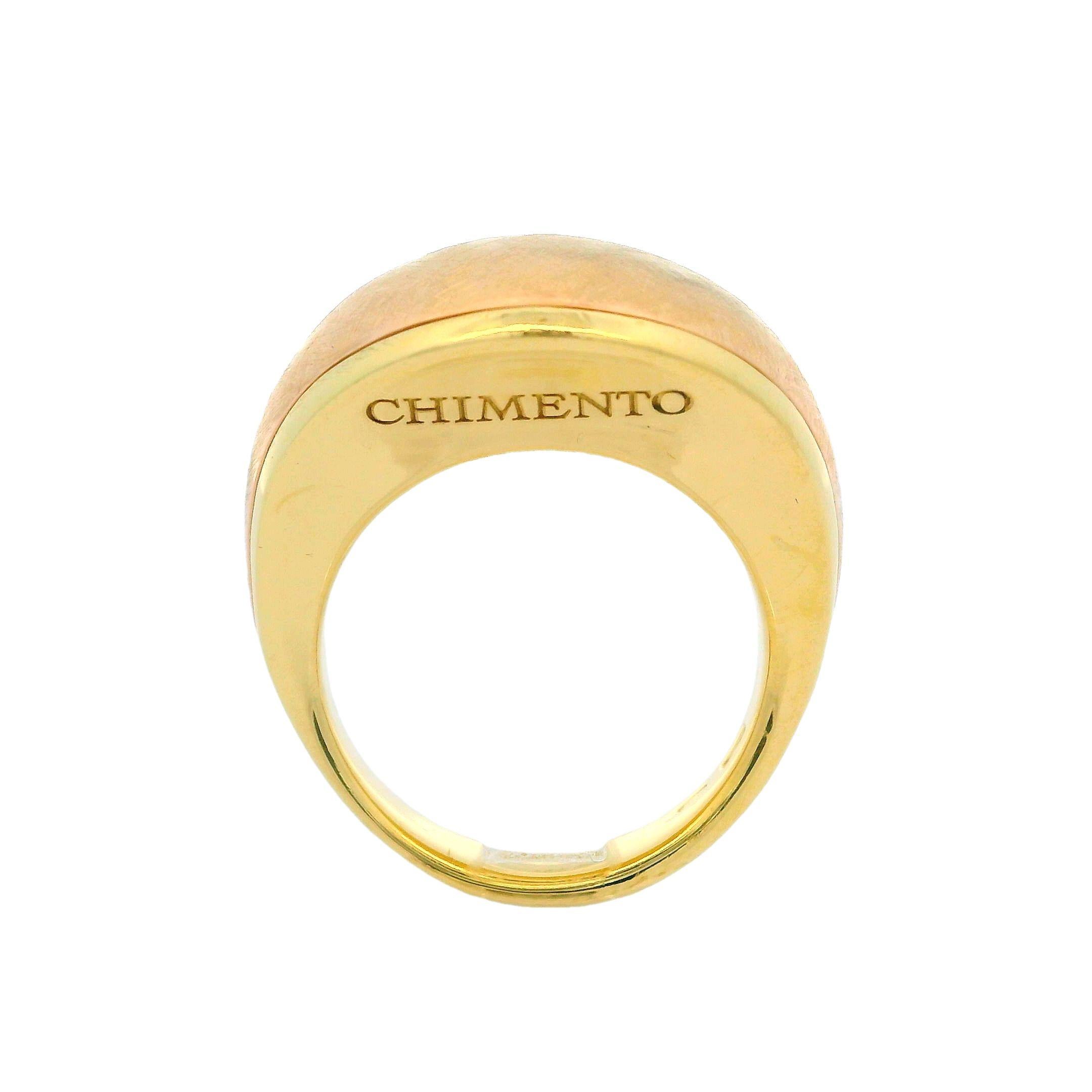 Chimento 18k Yellow & Rose Gold Textured Bombe Statement Ring For Sale 3