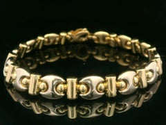 Chimento Bracciale a catena a maglie uniche in oro giallo bianco 18k 8,6mm con chiusura a moschettone