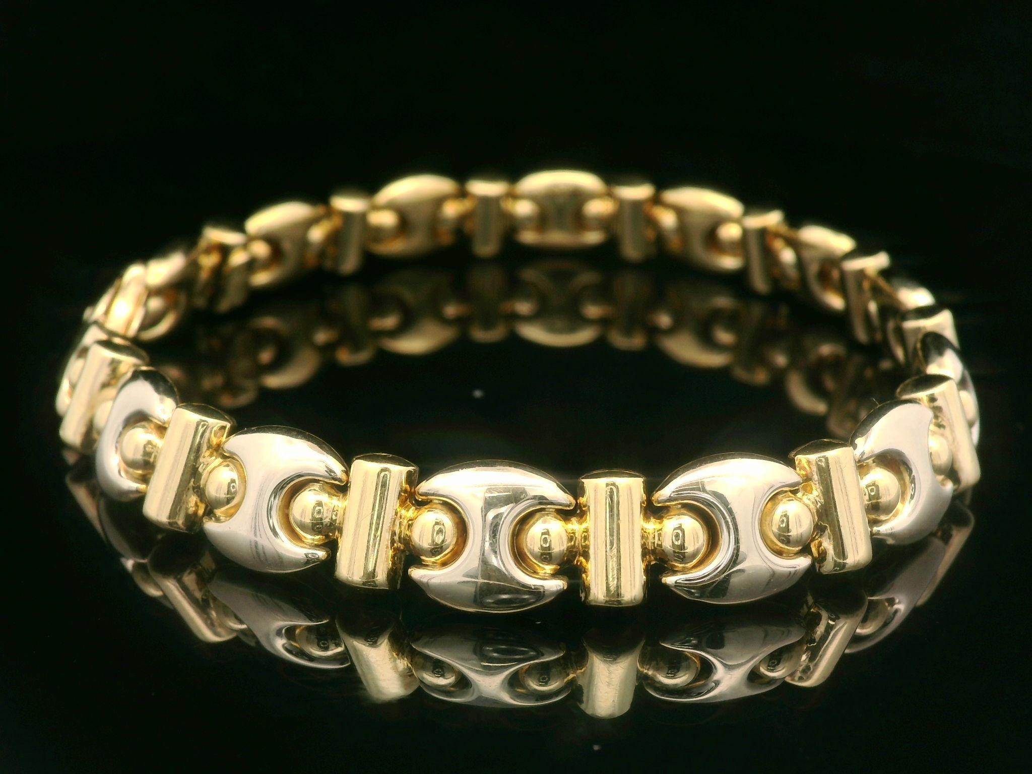 Chimento Bracelet à maillons uniques en or jaune et blanc 18 carats, 8,6 mm Excellent état - En vente à Montclair, NJ