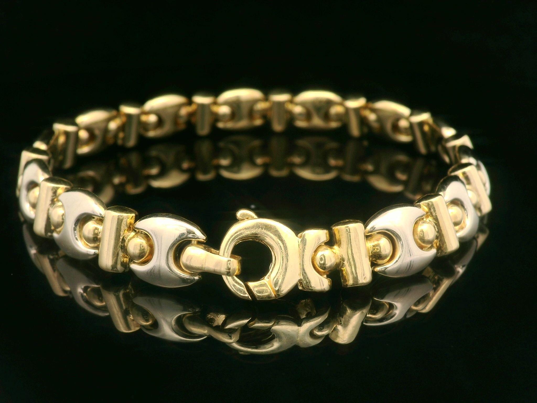 Chimento Bracelet à maillons uniques en or jaune et blanc 18 carats, 8,6 mm Pour femmes en vente