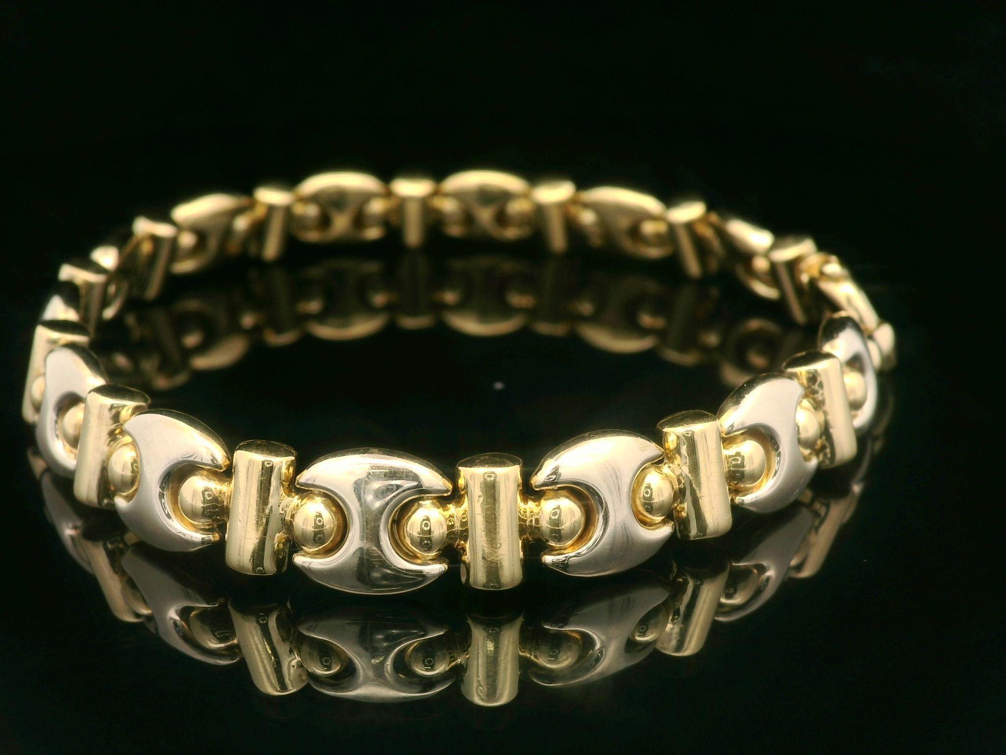 Chimento Bracelet à maillons uniques en or jaune et blanc 18 carats, 8,6 mm en vente 1