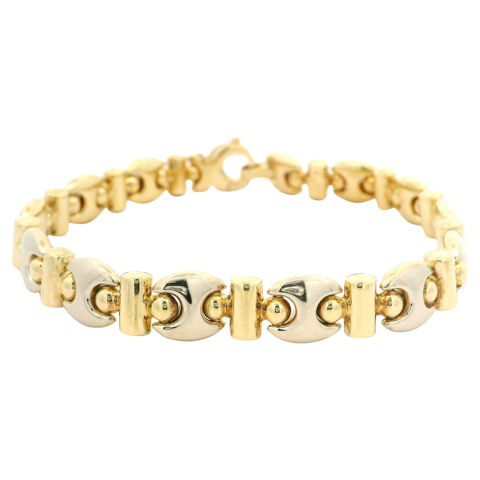 Chimento 18k Gelb Weißgold 8,6mm Unique Link Kette Armband w / Lobster Claw im Angebot