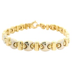 Chimento Bracciale a catena a maglie uniche in oro giallo bianco 18k 8,6mm con chiusura a moschettone