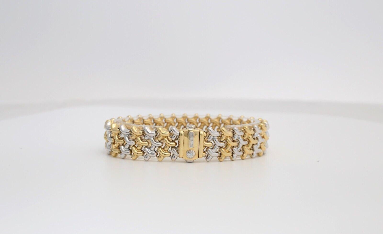 Chimento 18k Gelb- und Weißgold Mesh-Armband, 7,5 Zoll - 27,4g (Rundschliff)