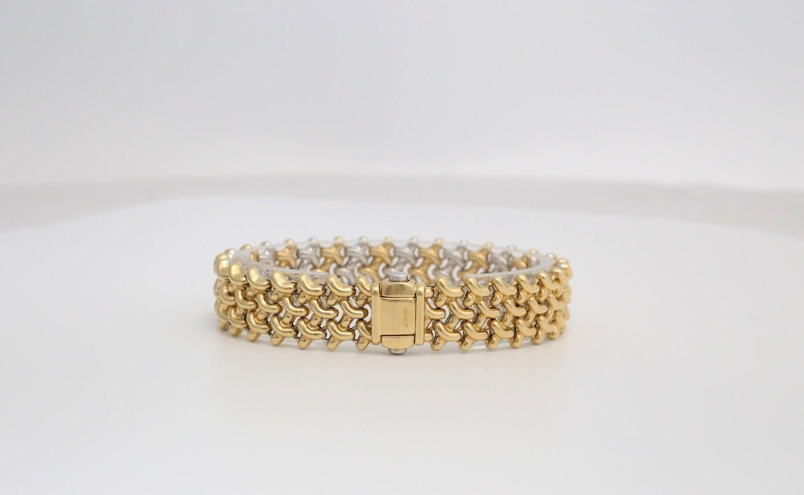 Chimento 18k Gelb- und Weißgold Mesh-Armband, 7,5 Zoll - 27,4g im Zustand „Gut“ in Providence, RI