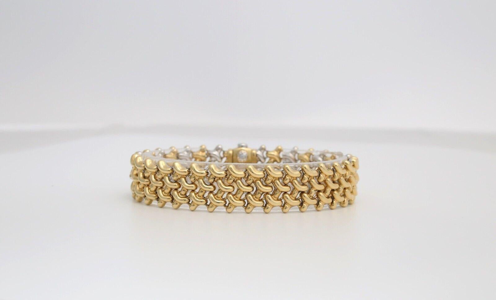 Chimento 18k Gelb- und Weißgold Mesh-Armband, 7,5 Zoll - 27,4g Damen