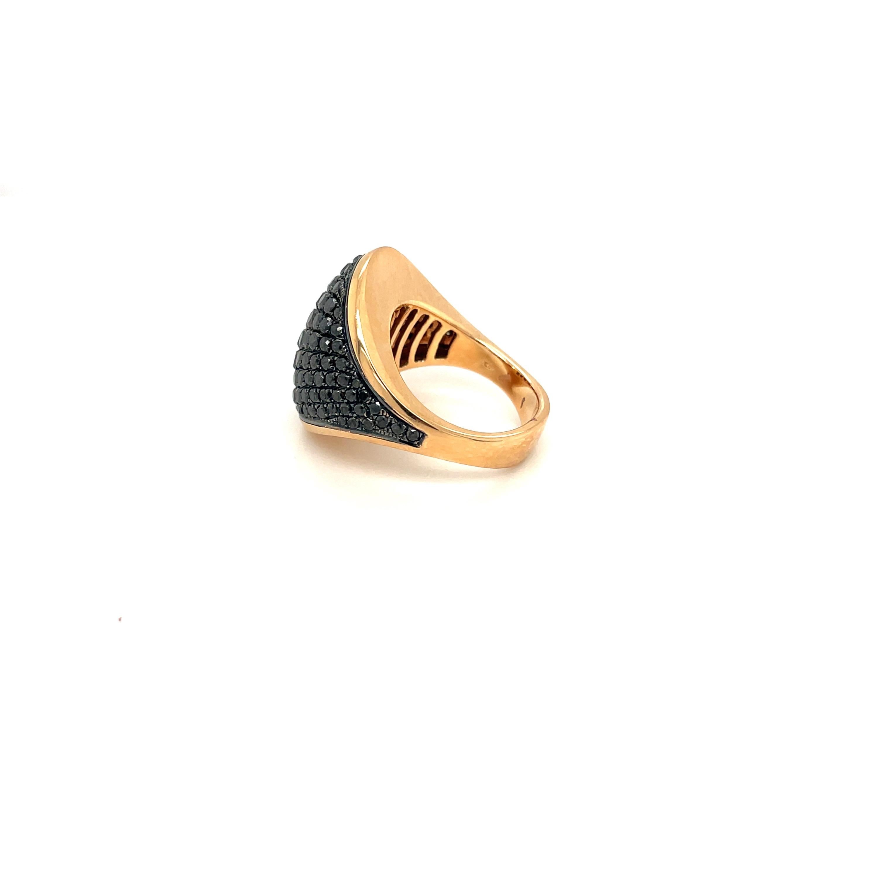 Modern Chimento 18kt Rose Gold, 4.49ct. Black Diamond Luna Ring For Sale