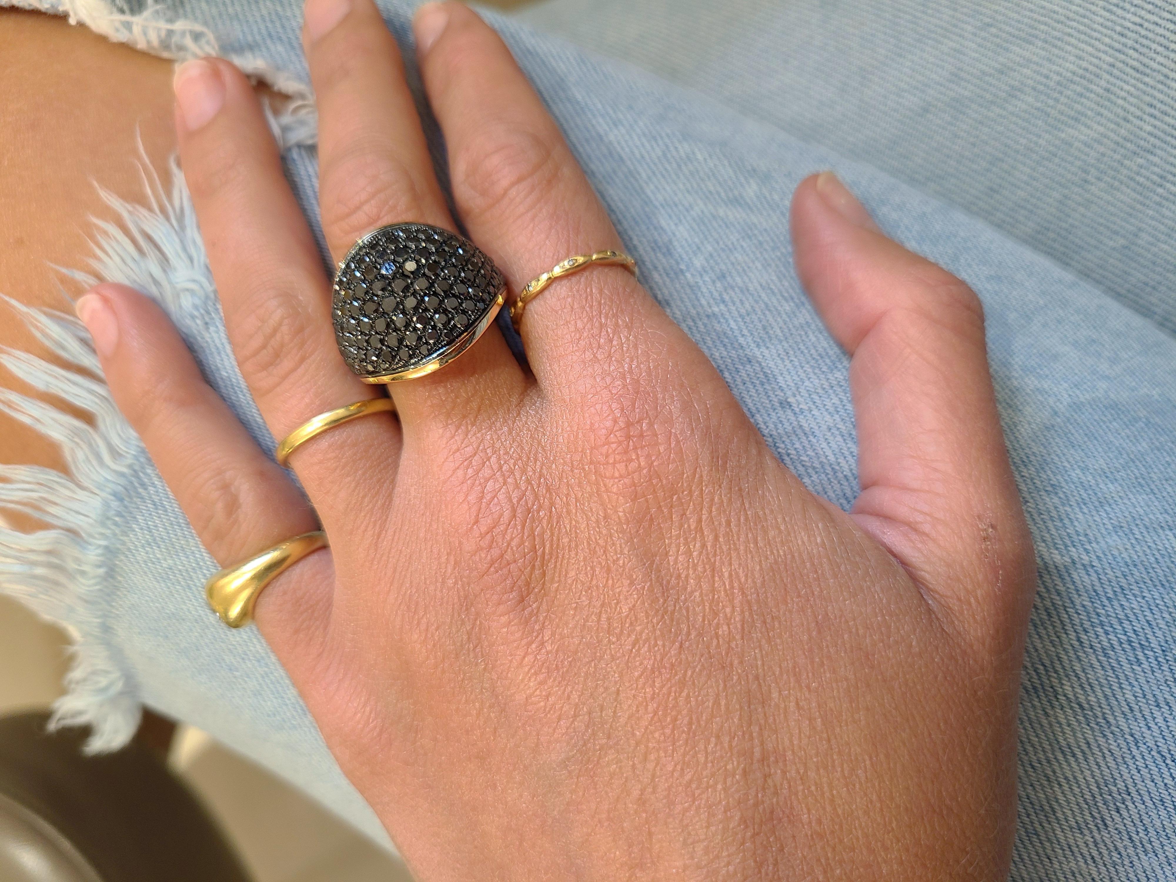 Women's or Men's Chimento 18kt Rose Gold, 4.49ct. Black Diamond Luna Ring For Sale