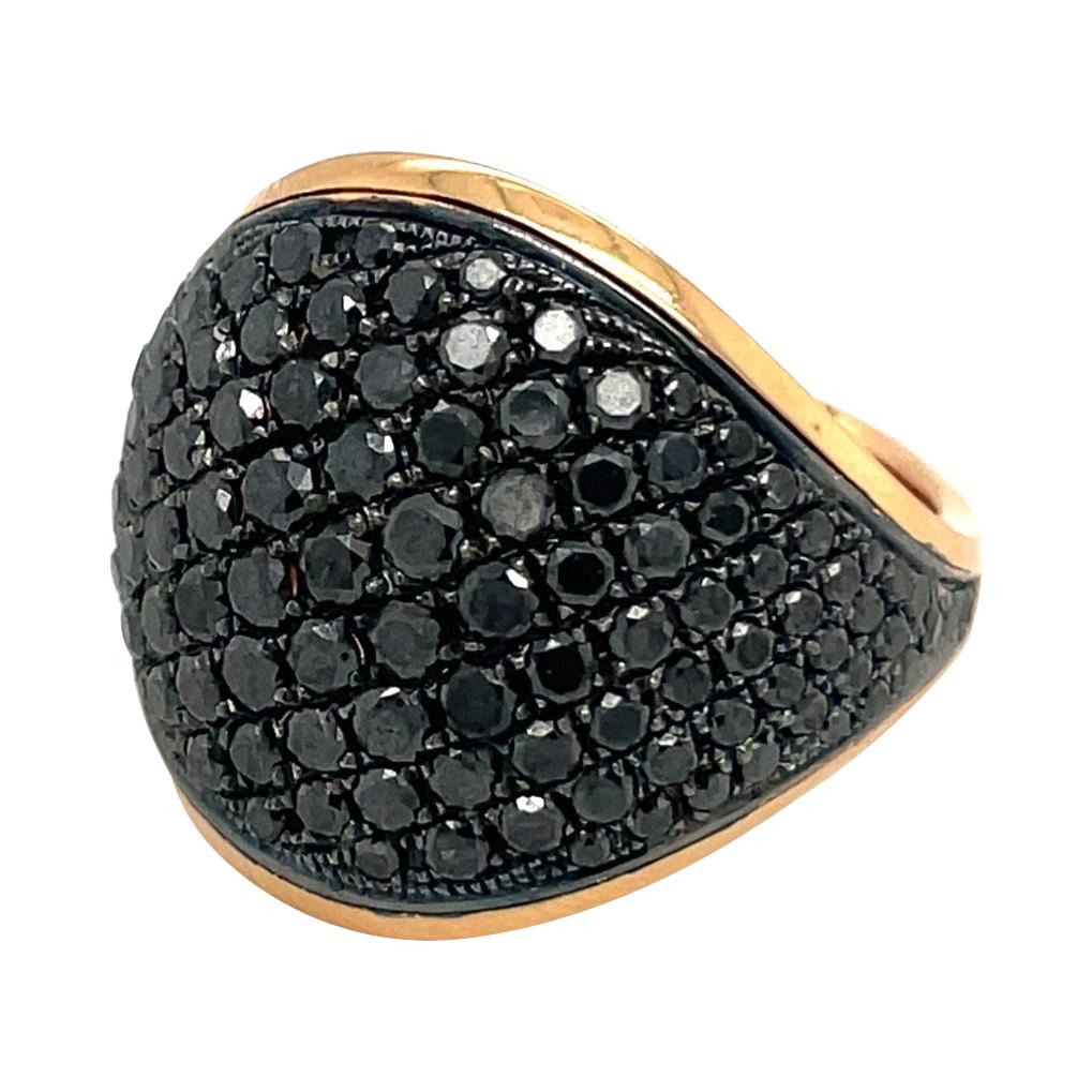 Chimento 18kt Rose Gold, 4.49ct. Black Diamond Luna Ring For Sale