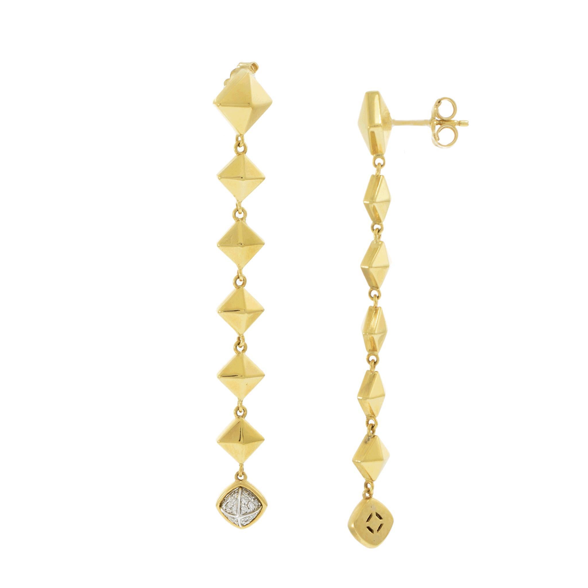 Contemporary CHIMENTO 18KT Yellow Gold Armillas Secret Hanging Earrings with Diamonds For Sale