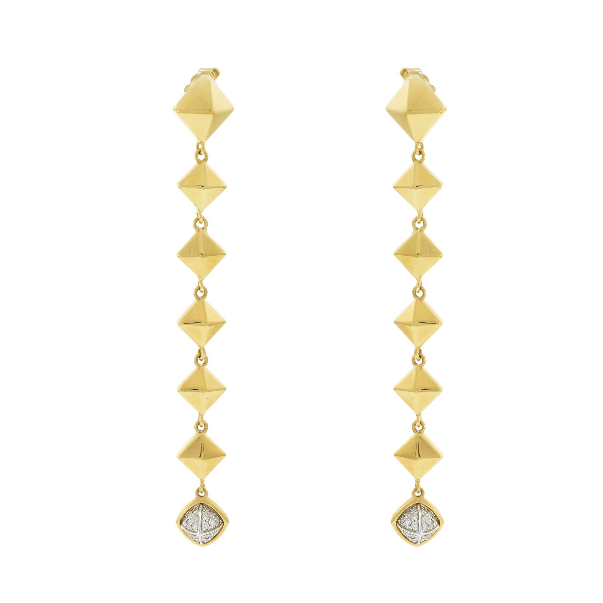 Brilliant Cut CHIMENTO 18KT Yellow Gold Armillas Secret Hanging Earrings with Diamonds For Sale
