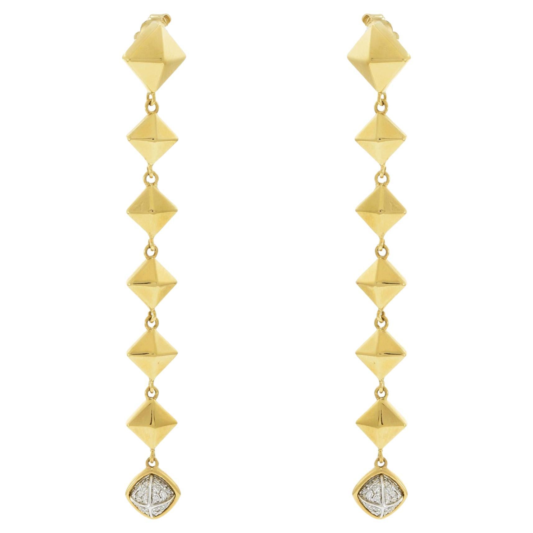 CHIMENTO 18KT Yellow Gold Armillas Secret Hanging Earrings with Diamonds For Sale